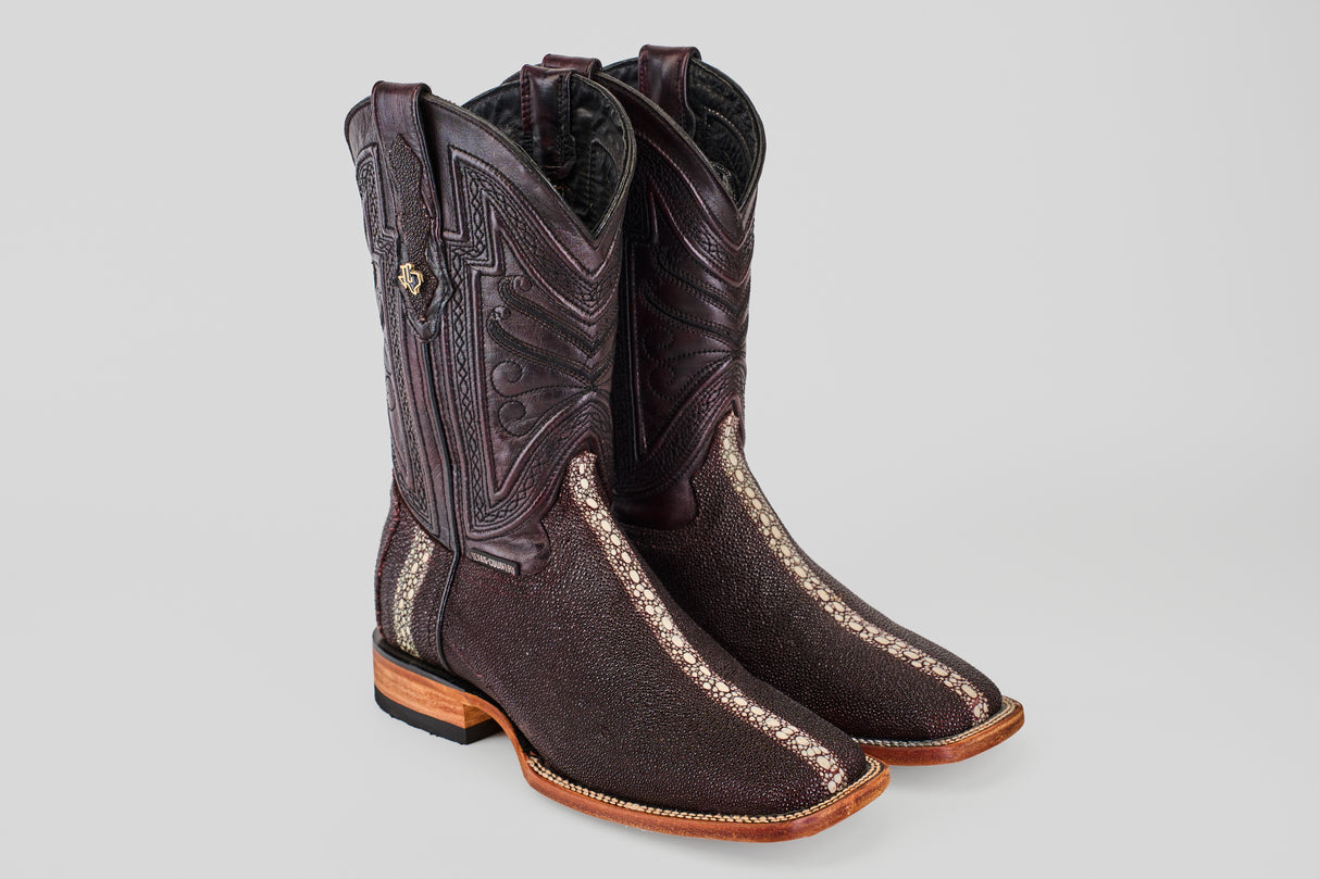 Exotic Stingray Queen - Wine - Square Toe