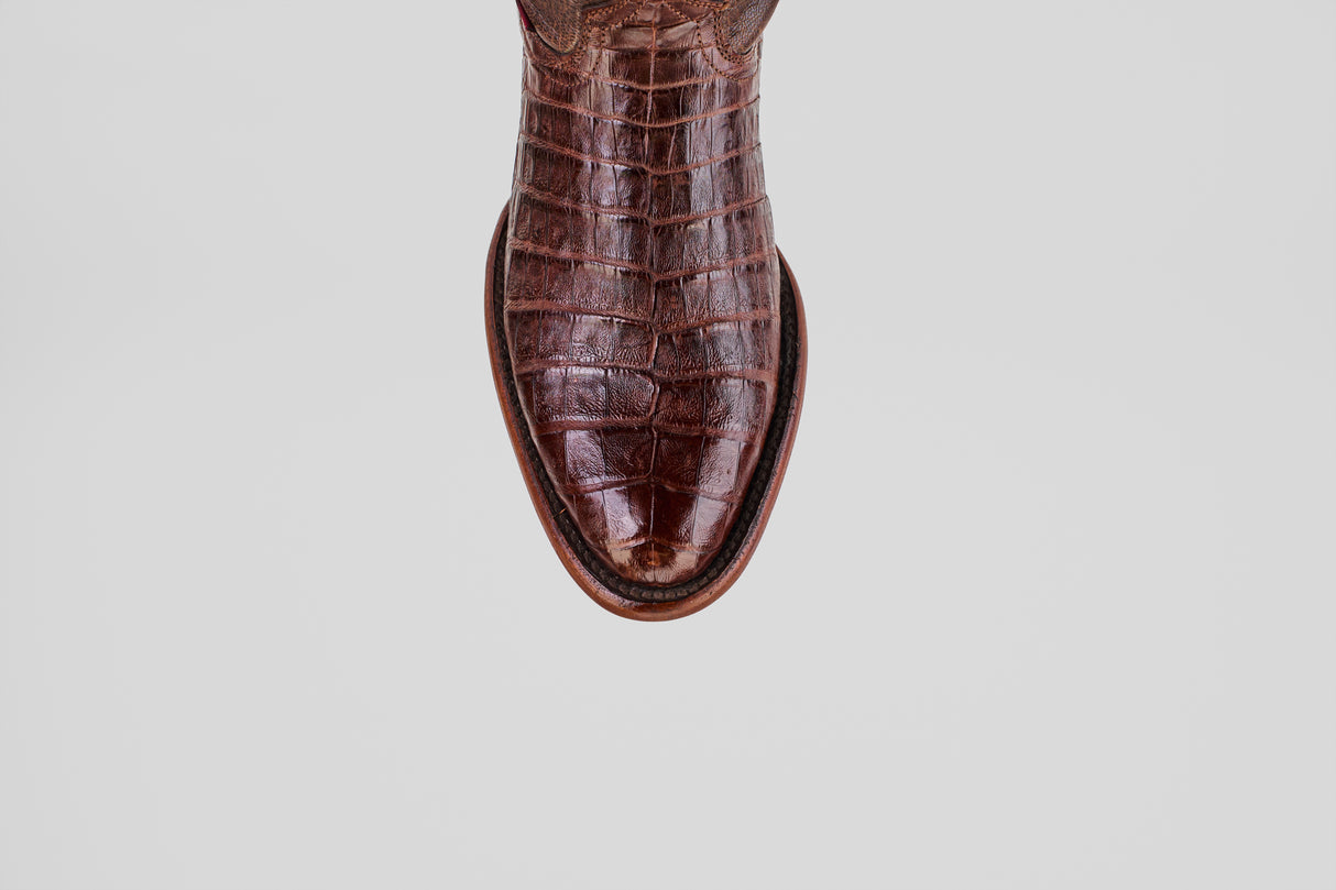Exotic Caiman Belly - Brown - Round Toe