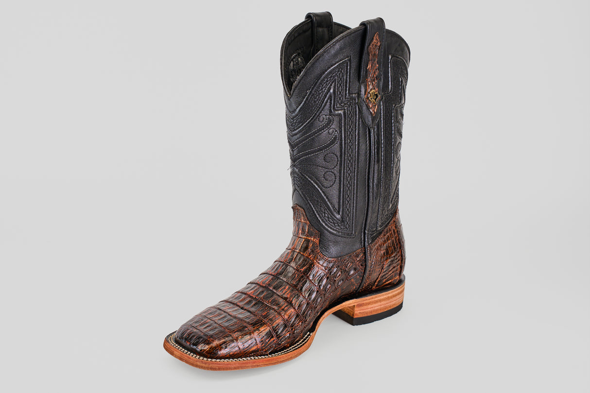 Exotic Caiman Tail - Rustic Cogñac - Square Toe