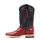 Tanner Python Boots - Ruby Red - Square Toe (PN30)