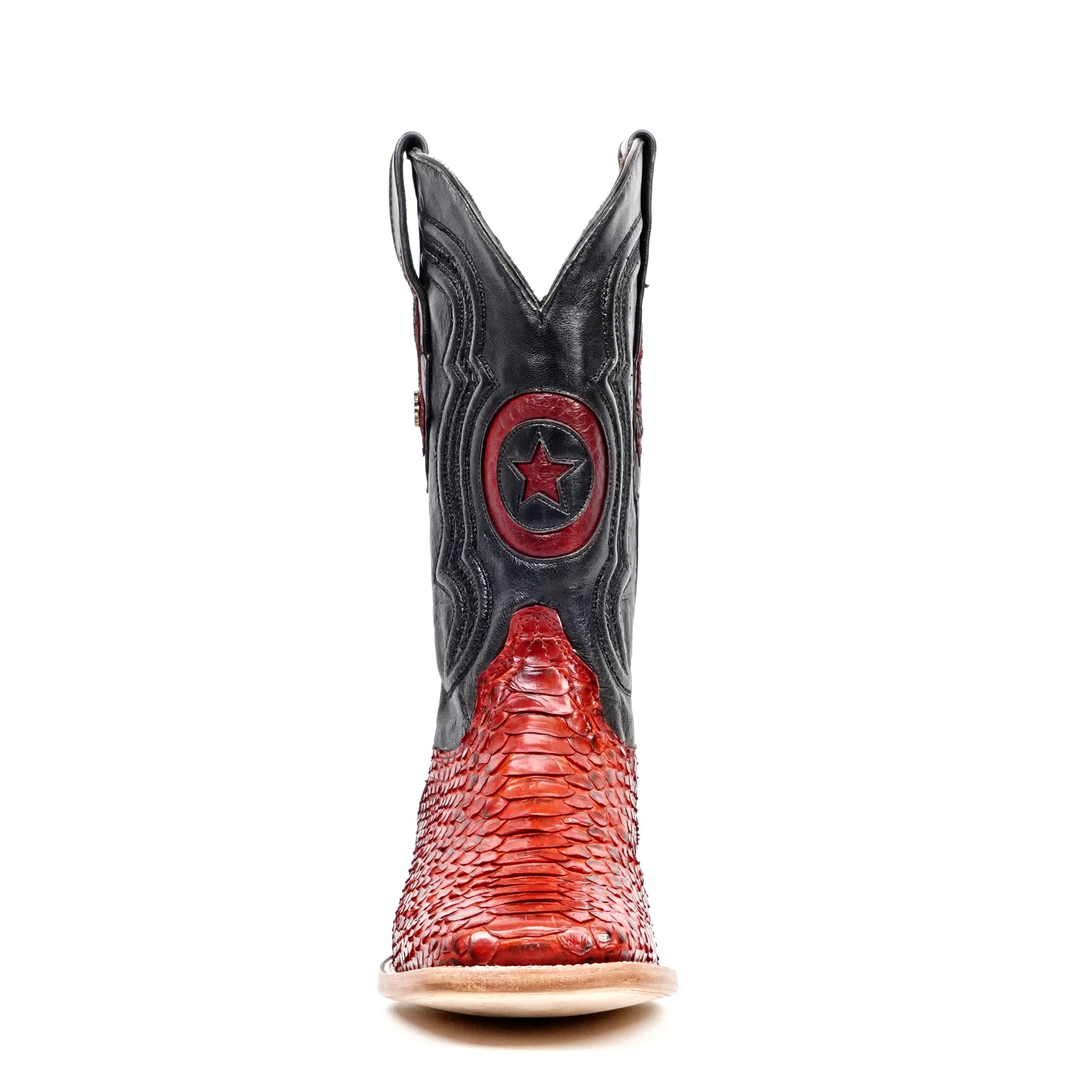 Tanner Python Boots - Ruby Red - Square Toe (PN30)