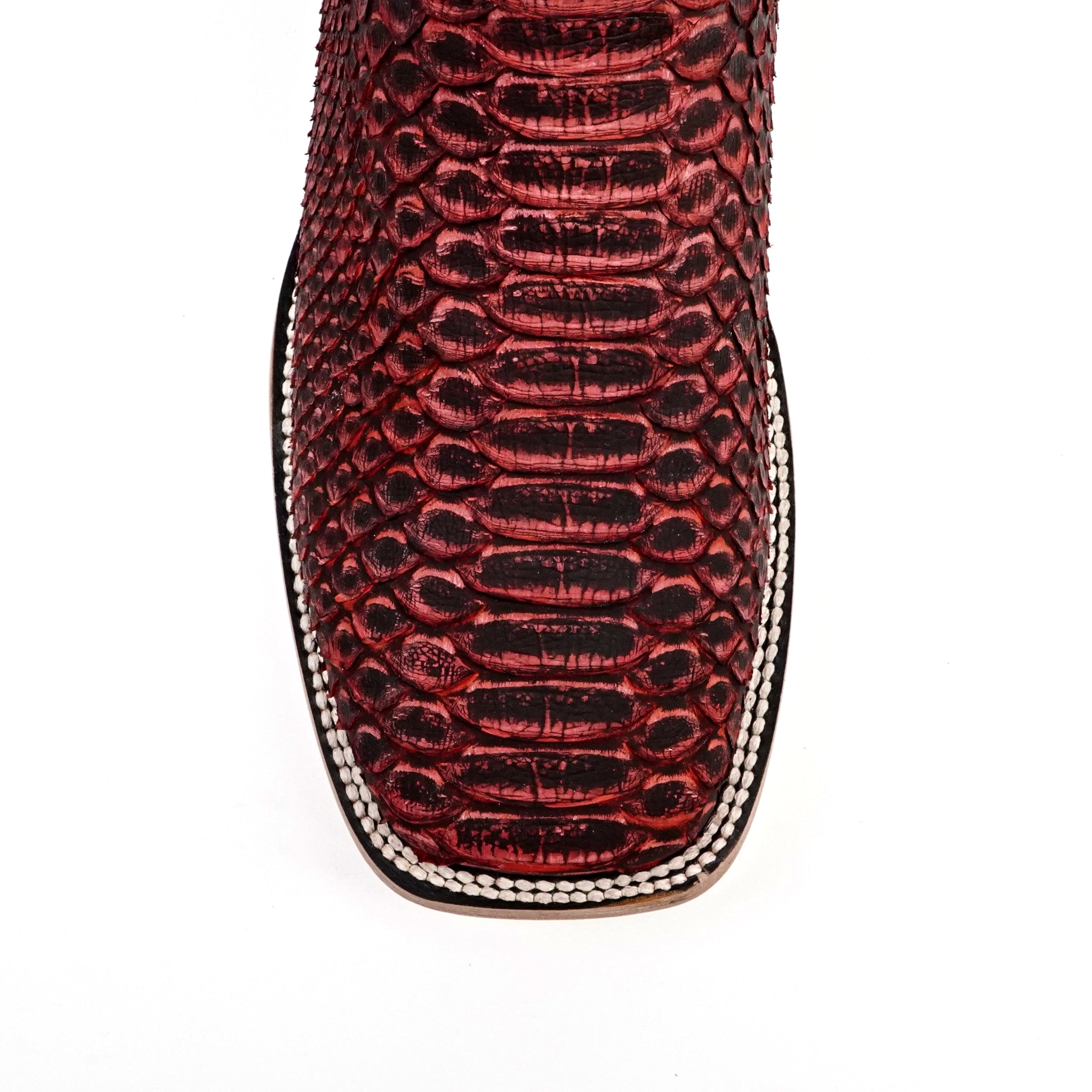 Tanner Python Boots - Nubuck Red - Square Toe (PN30)