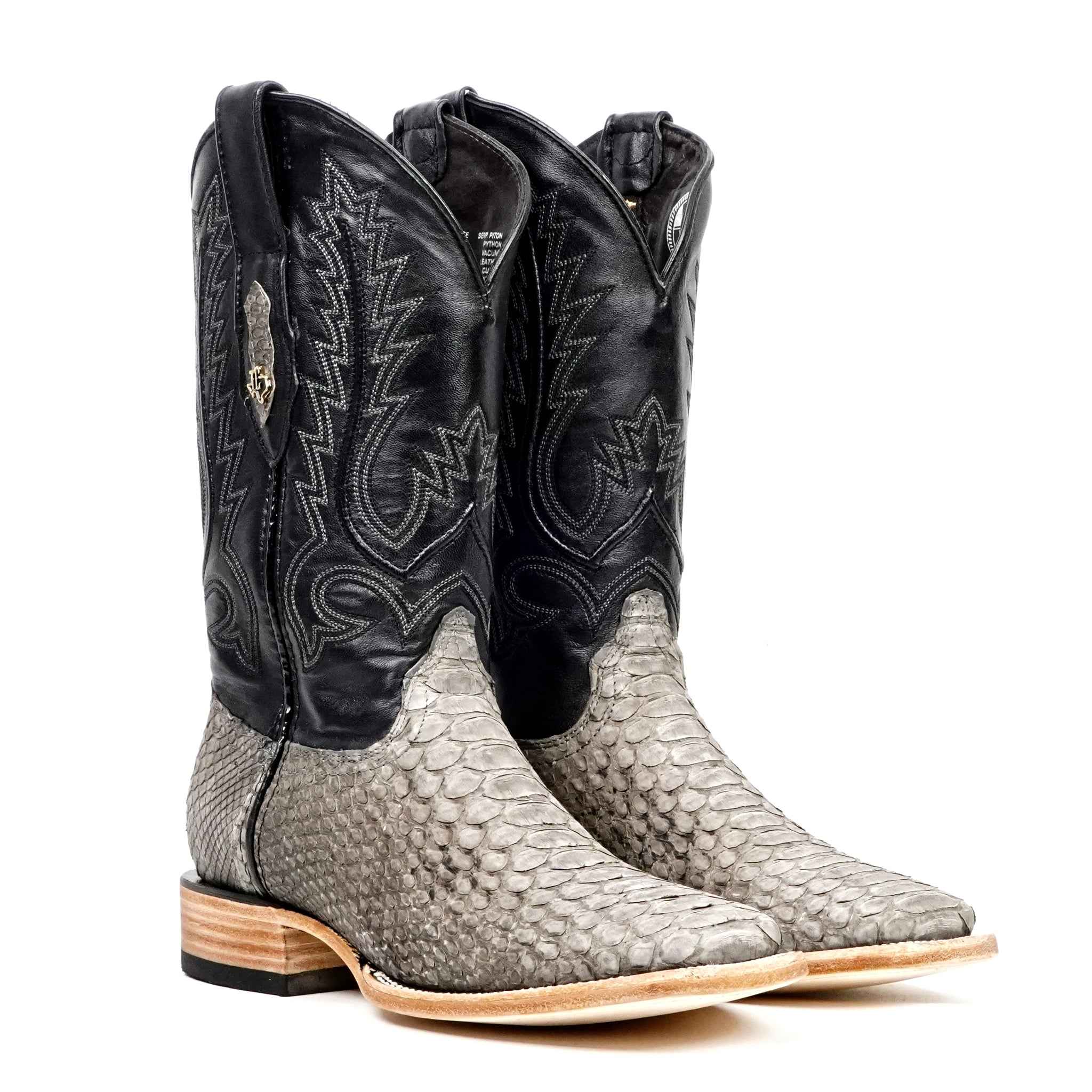 Tanner Python Boots - Matte Gray - Square Toe (PN30)