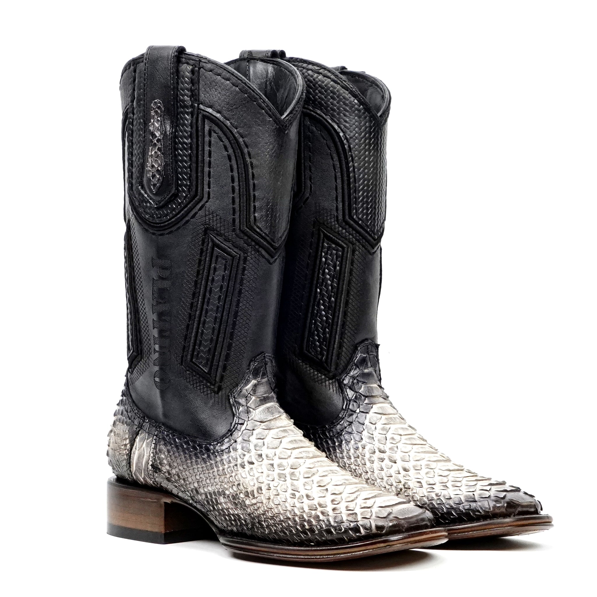 Tanner Platinum Python Boots - Natural - Square Toe