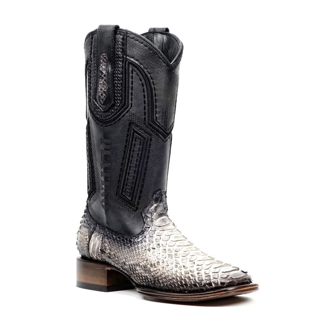 Tanner Platinum Python Boots - Natural - Square Toe
