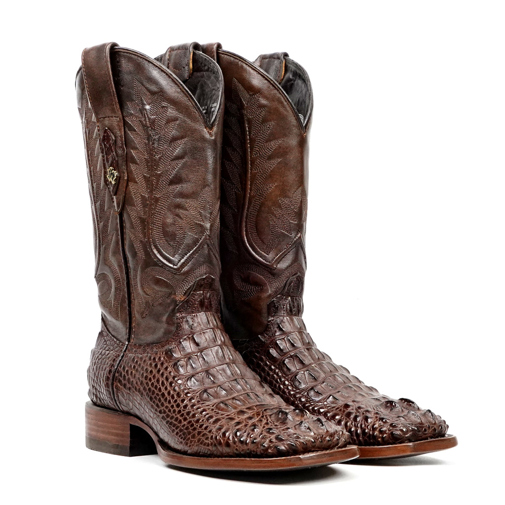 James Alligator Head Boots - Brown - Square Toe (LG10)