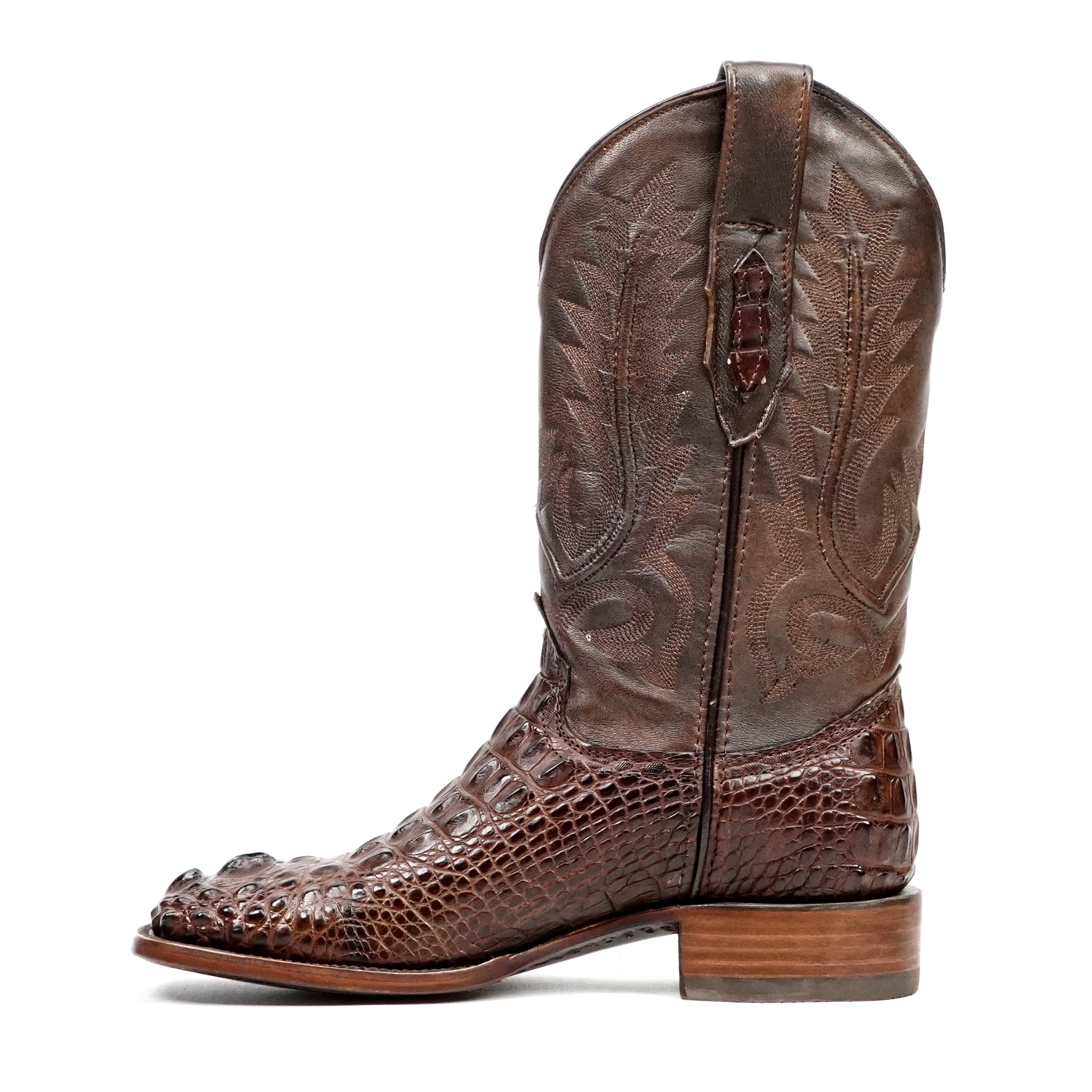James Alligator Head Boots - Brown - Square Toe (LG10)