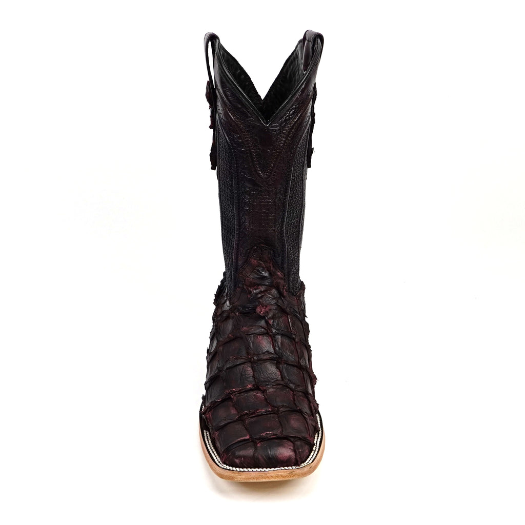 Connor Pirarucu Fish Boots - Black Cherry - Square Toe (PZ60)