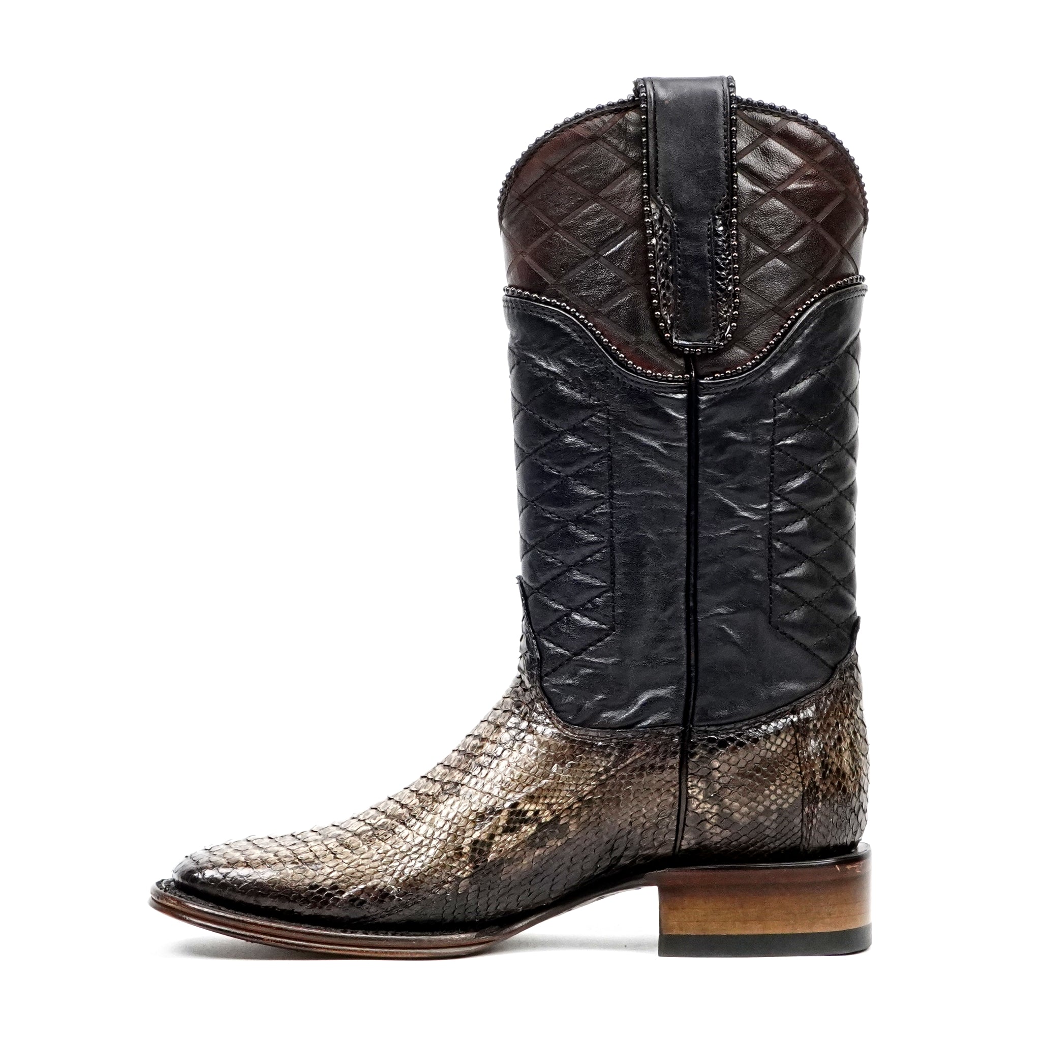Tanner Platinum Python Boots - Chameleon - Square Toe