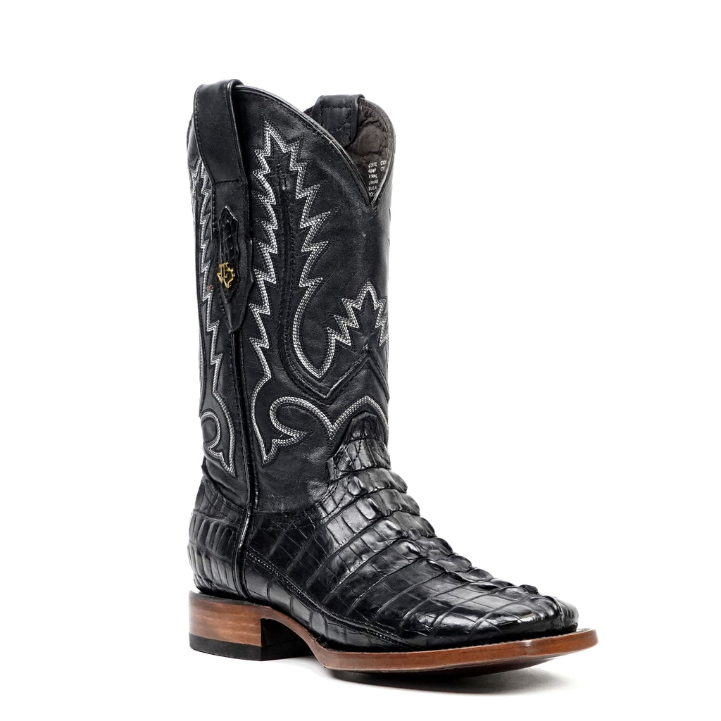 James Aligator Tail Boots - Black - Square Toe (LG10)
