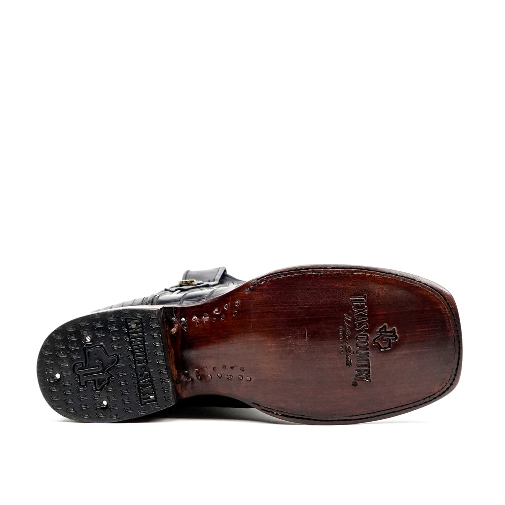 James Aligator Tail Boots - Black - Square Toe (LG10)
