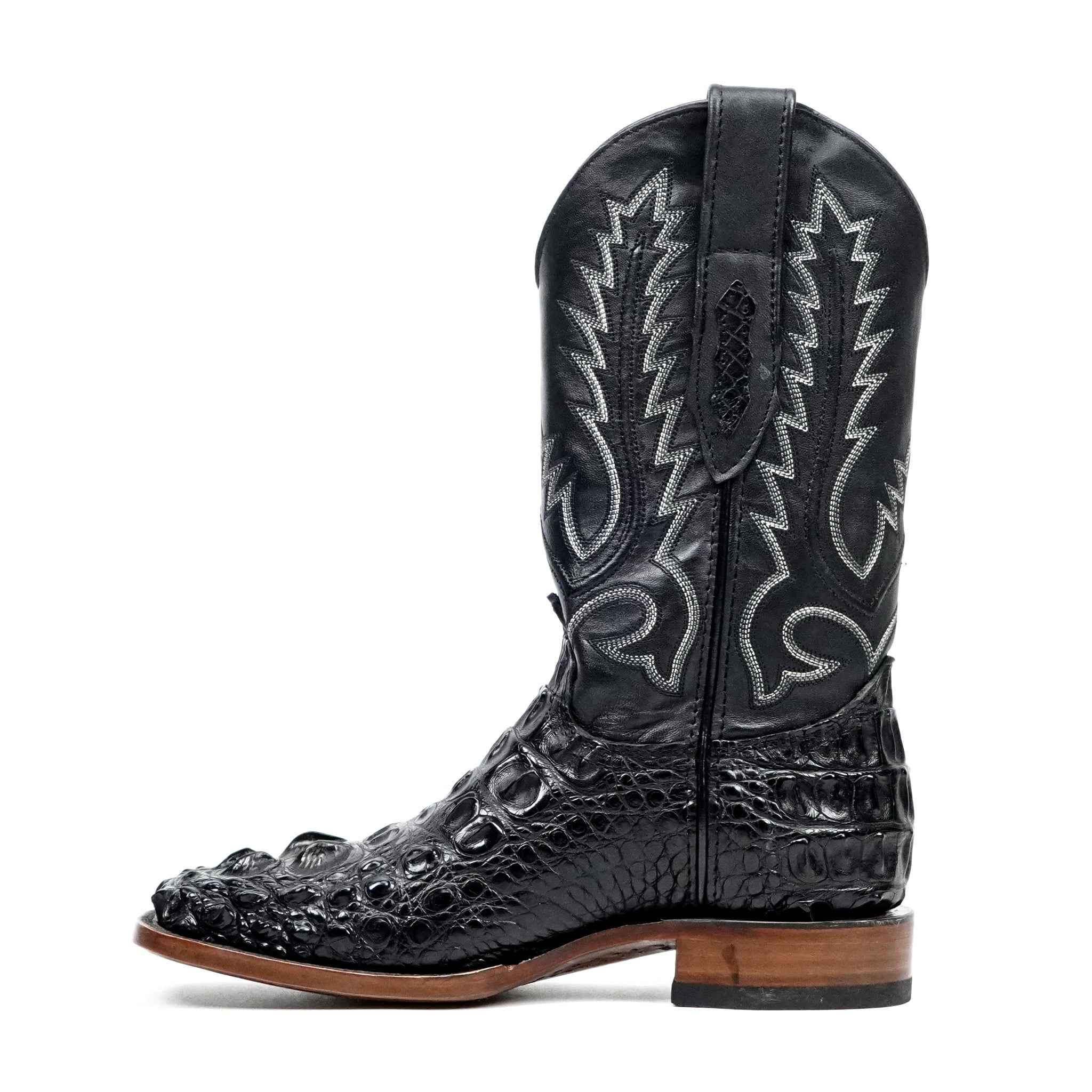 James Alligator Head Boots - Black - Square Toe (AP50)