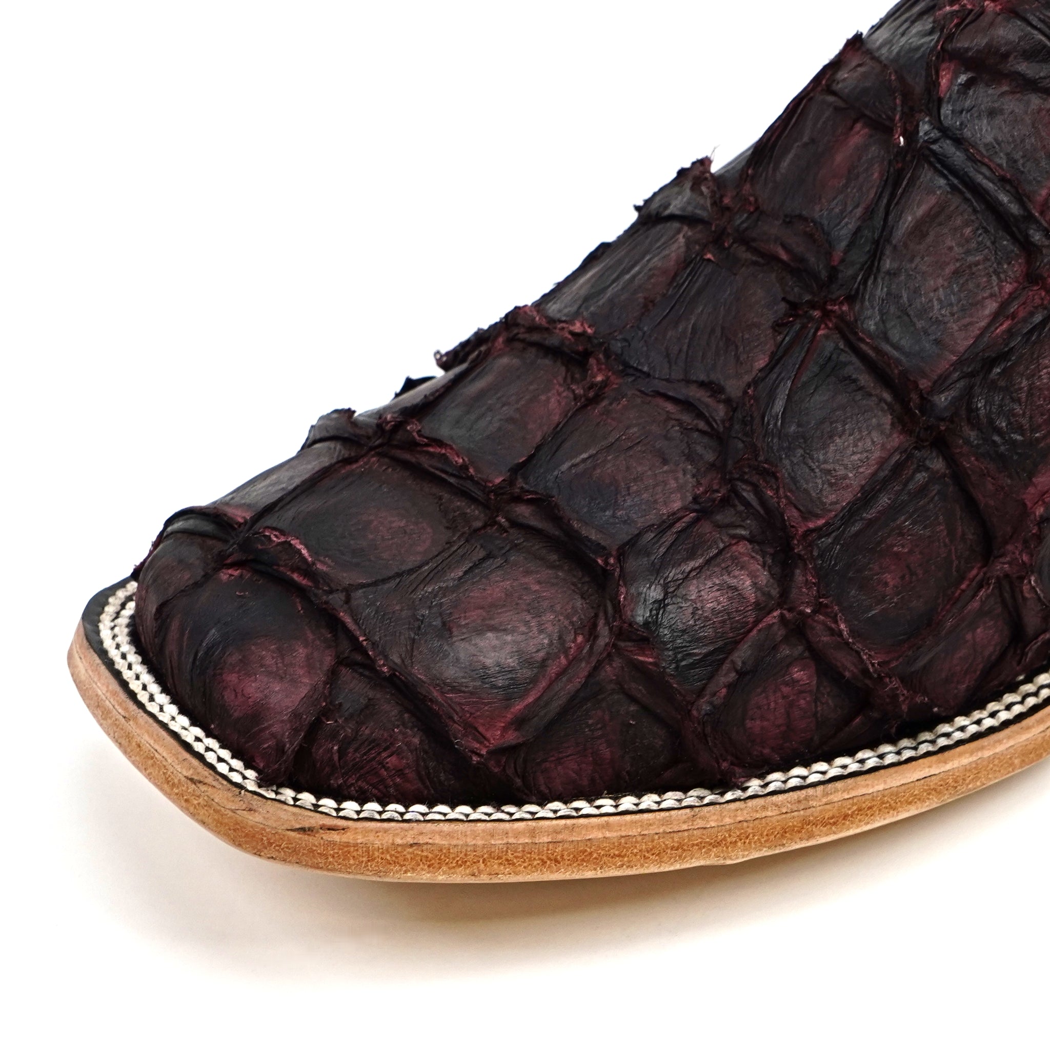 Connor Pirarucu Fish Boots - Black Cherry - Square Toe (PZ60)