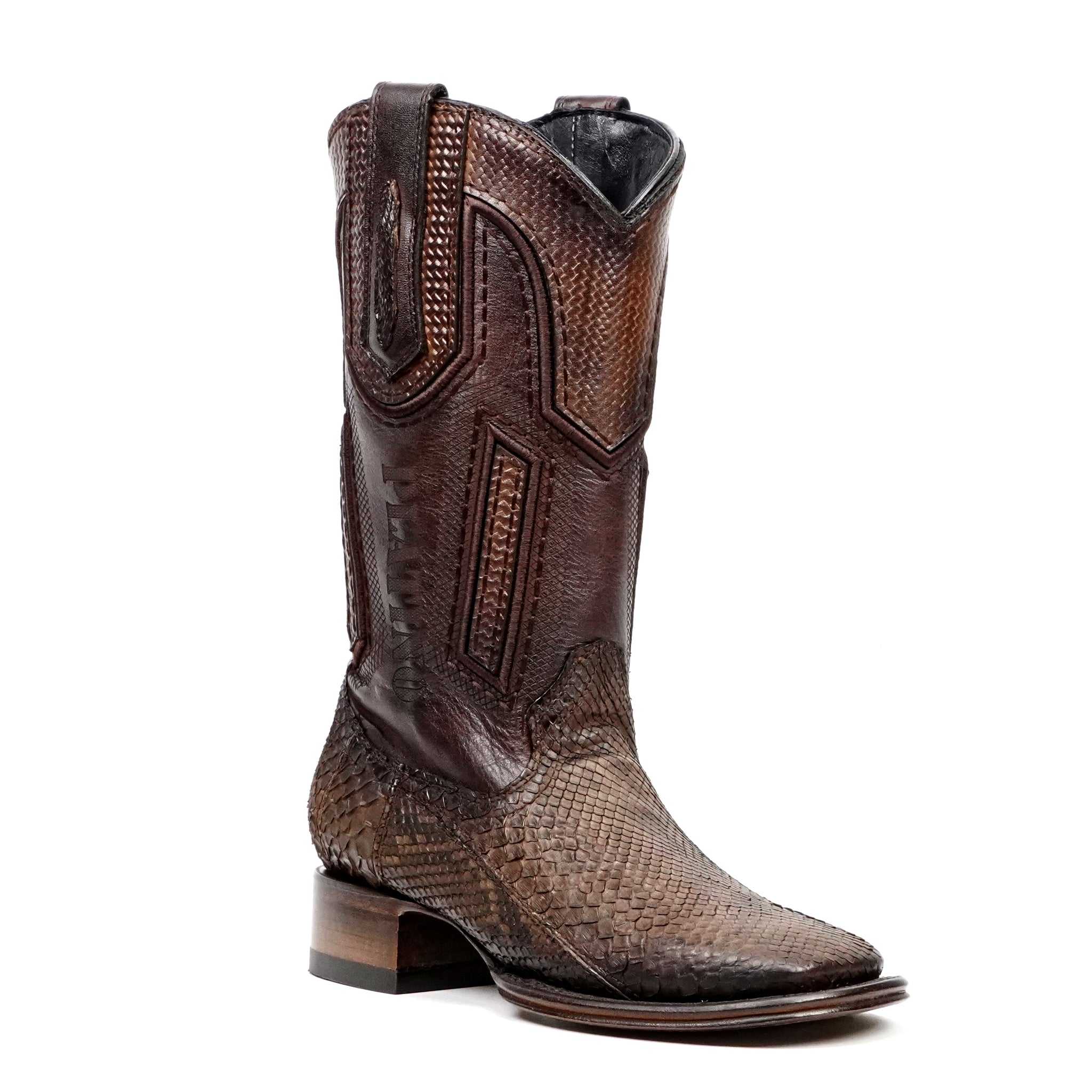Tanner Platinum Python Boots - Tamarind - Square Toe