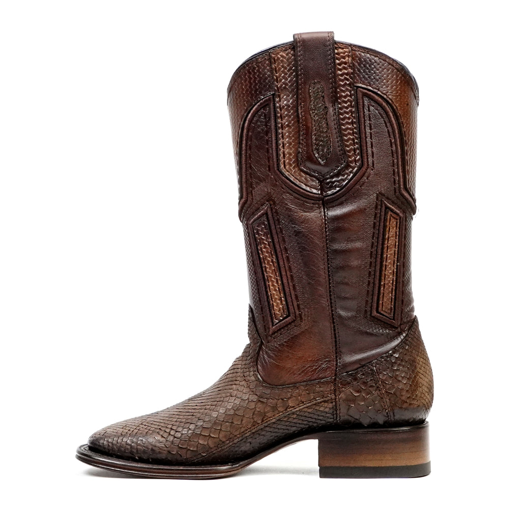 Tanner Platinum Python Boots - Tamarind - Square Toe