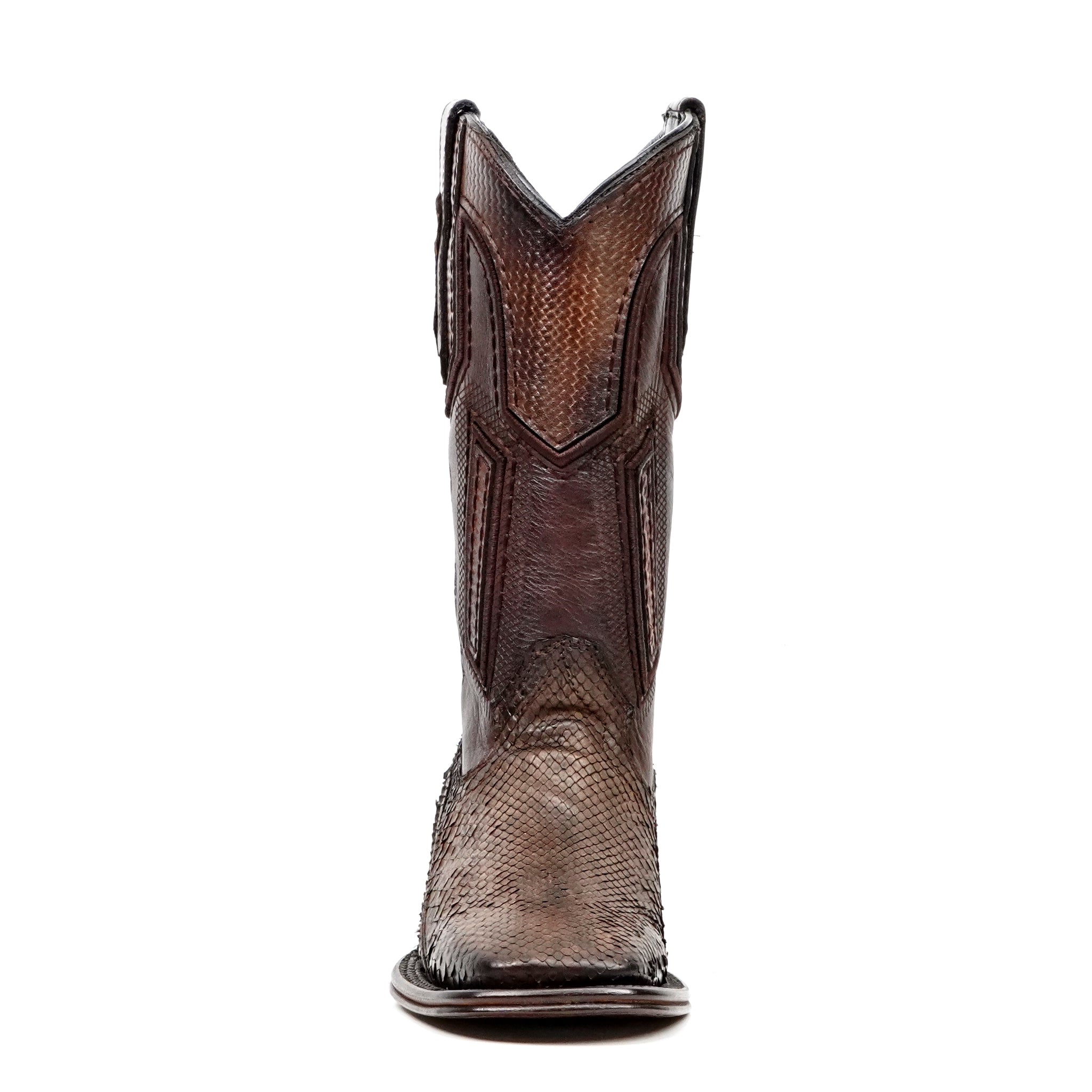 Tanner Platinum Python Boots - Tamarind - Square Toe