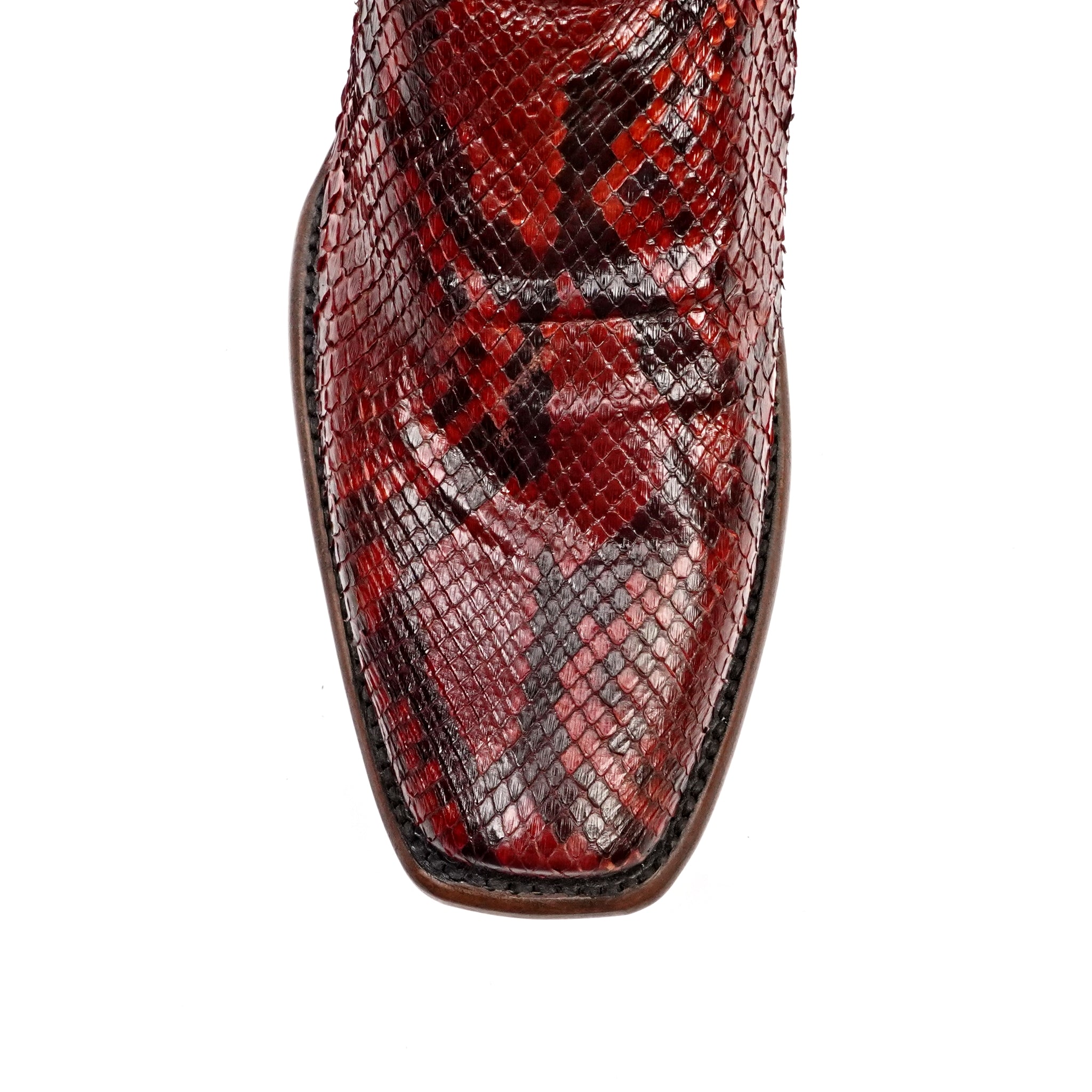 Tanner Python Boots – Ruby Red – Narrow Square Toe (DP100)