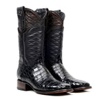 James Platinum Alligator Belly Boots - Black - Square Toe - Gomez Western Wear
