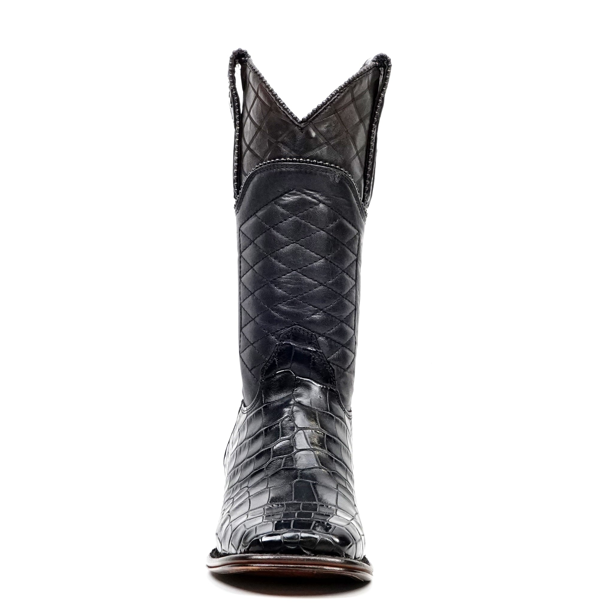 James Platinum Alligator Belly Boots - Black - Square Toe