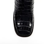 James Platinum Alligator Belly Boots - Black - Square Toe - Gomez Western Wear