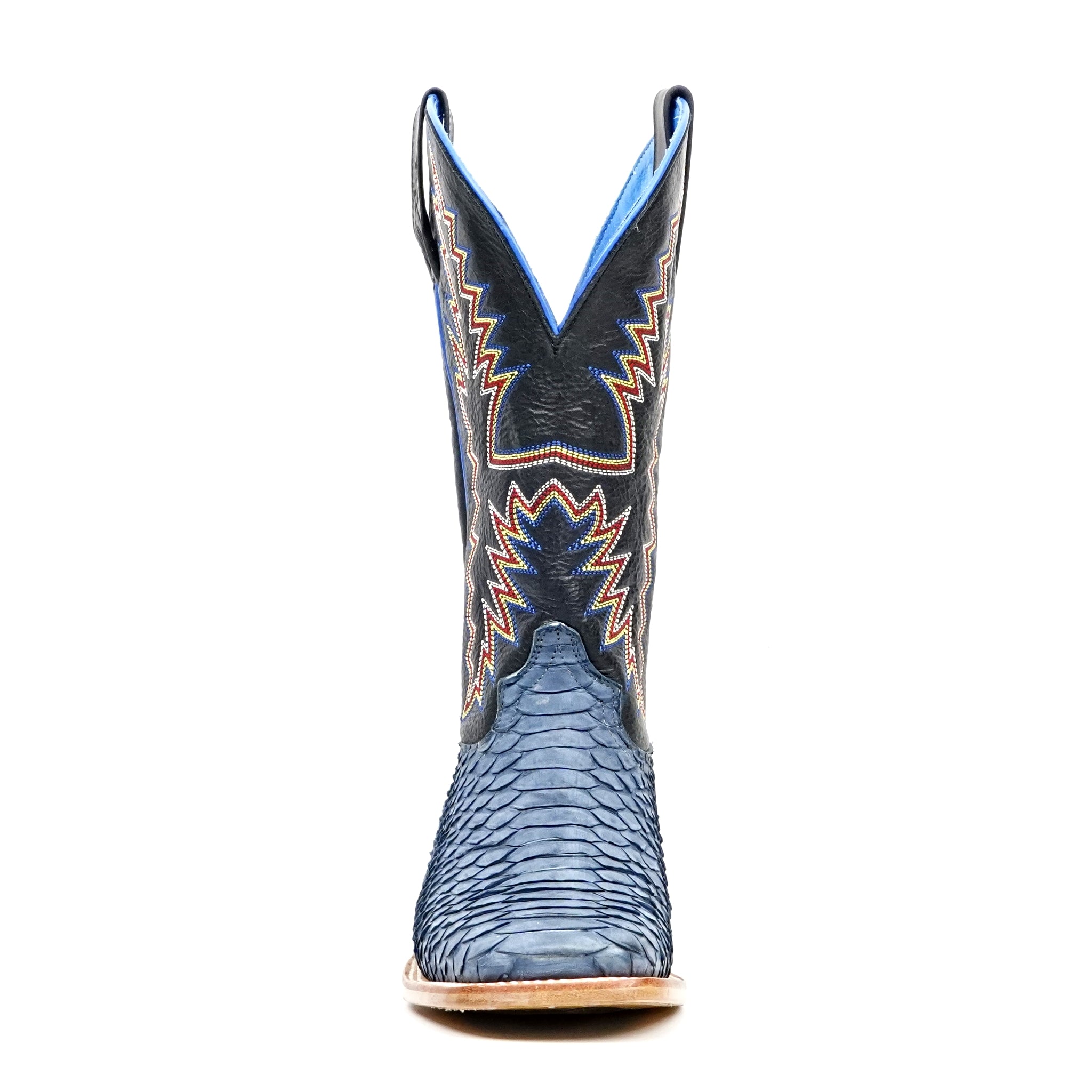 Braxton Python Boots - Denim Blue - Square Toe