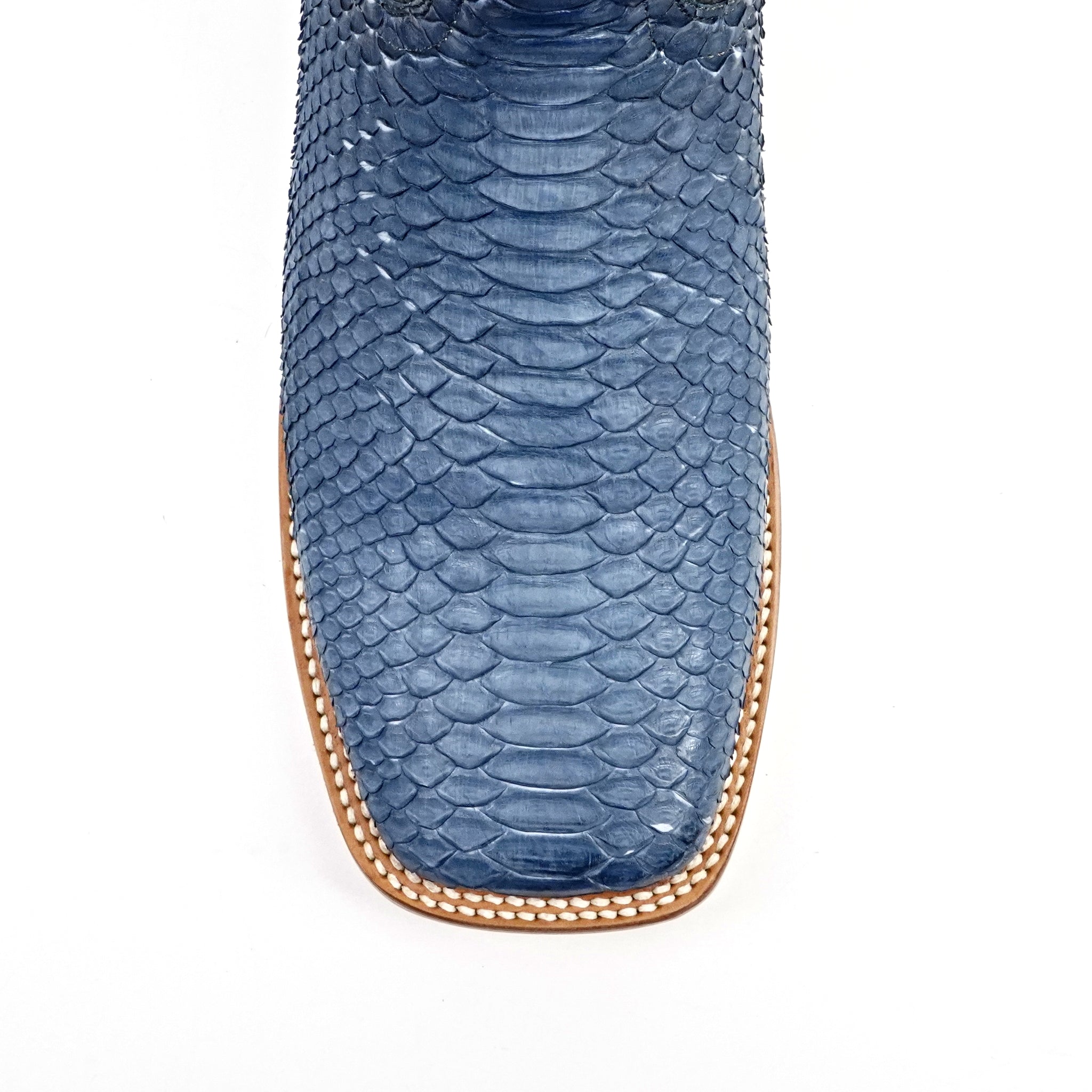 Braxton Python Boots - Denim Blue - Square Toe