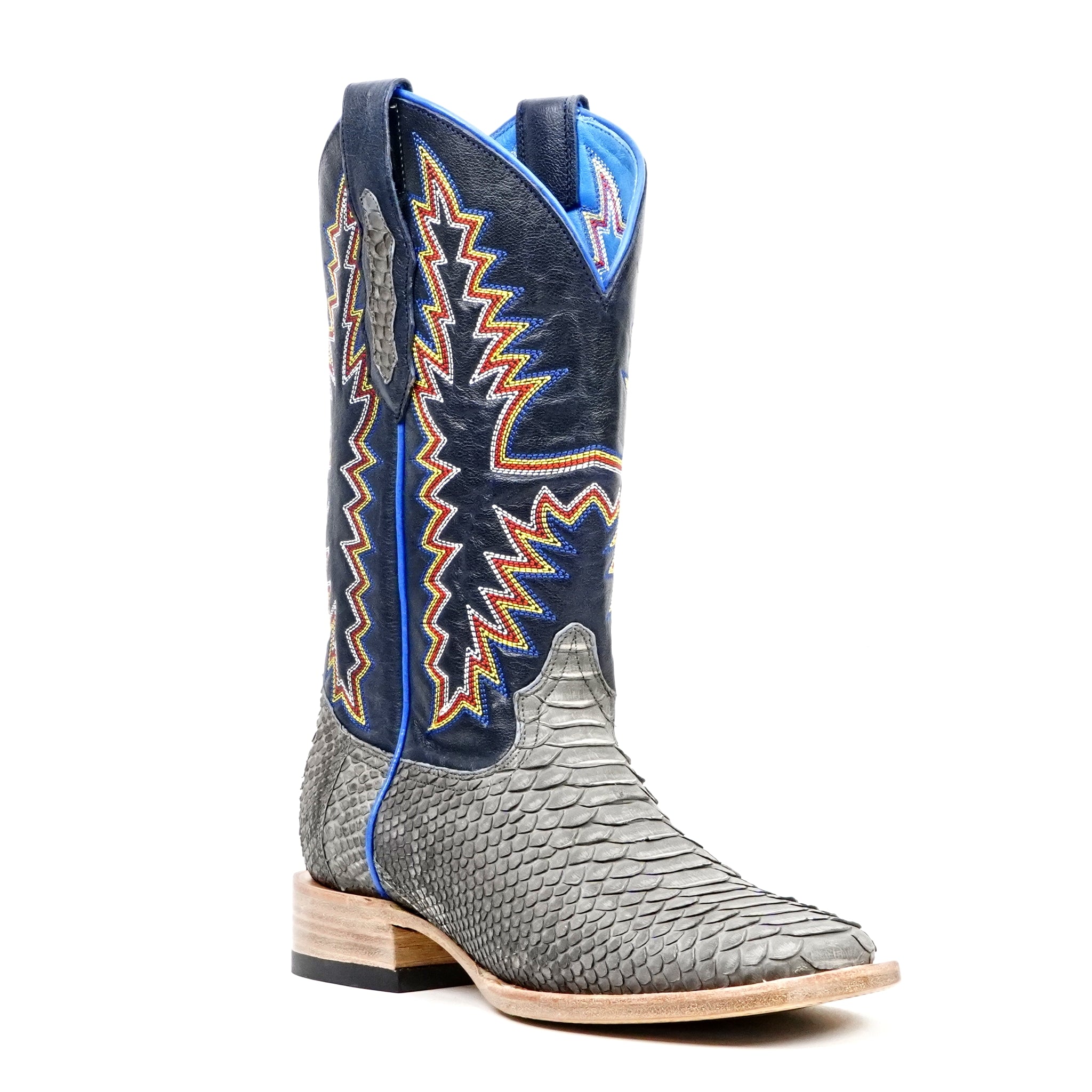 Braxton Python Boots - Matte Gray - Square Toe