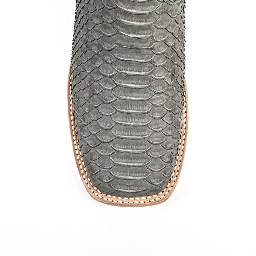 Braxton Python Boots - Matte Gray - Square Toe