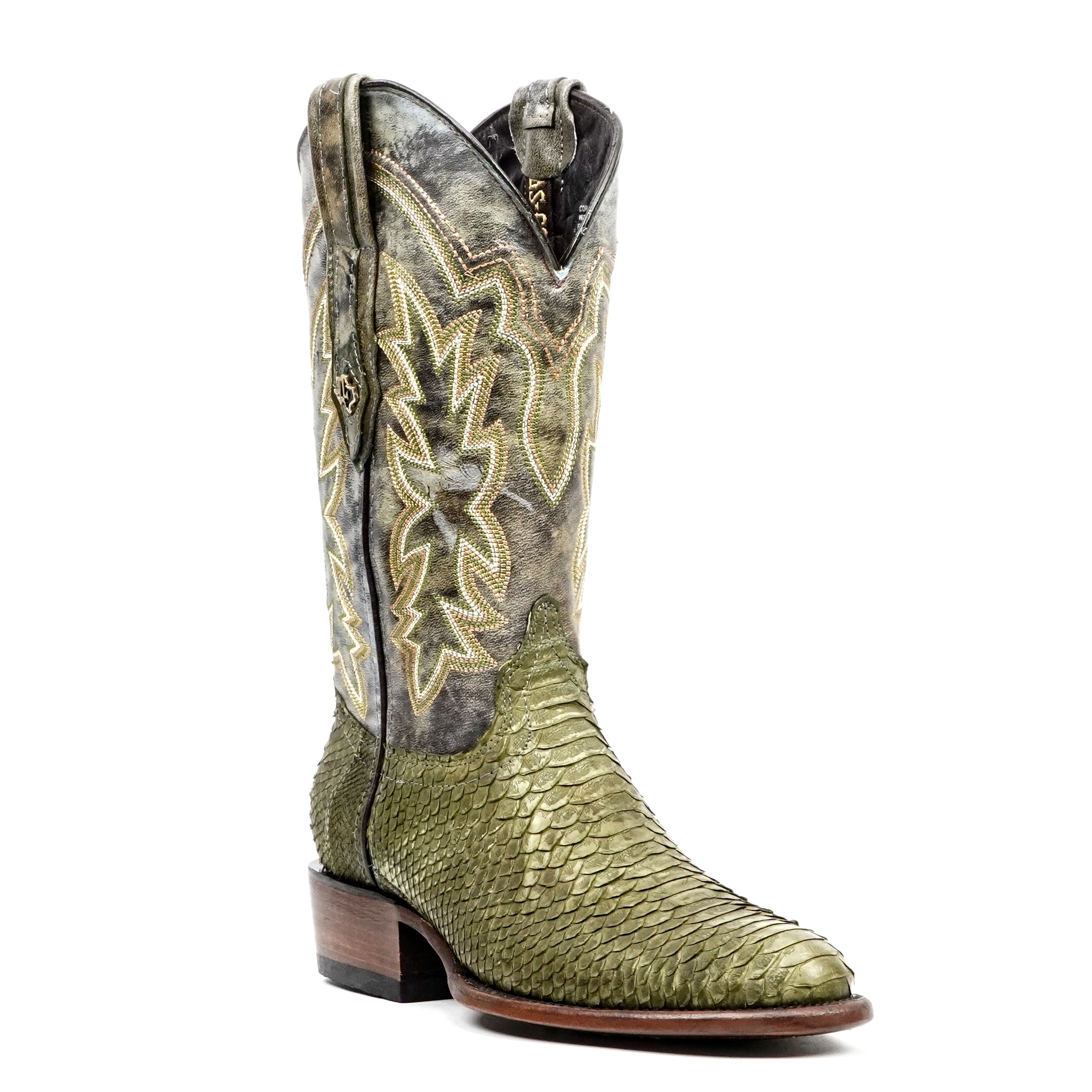 Tanner Python Boots - Jungle Green - Roper Toe (PN240)