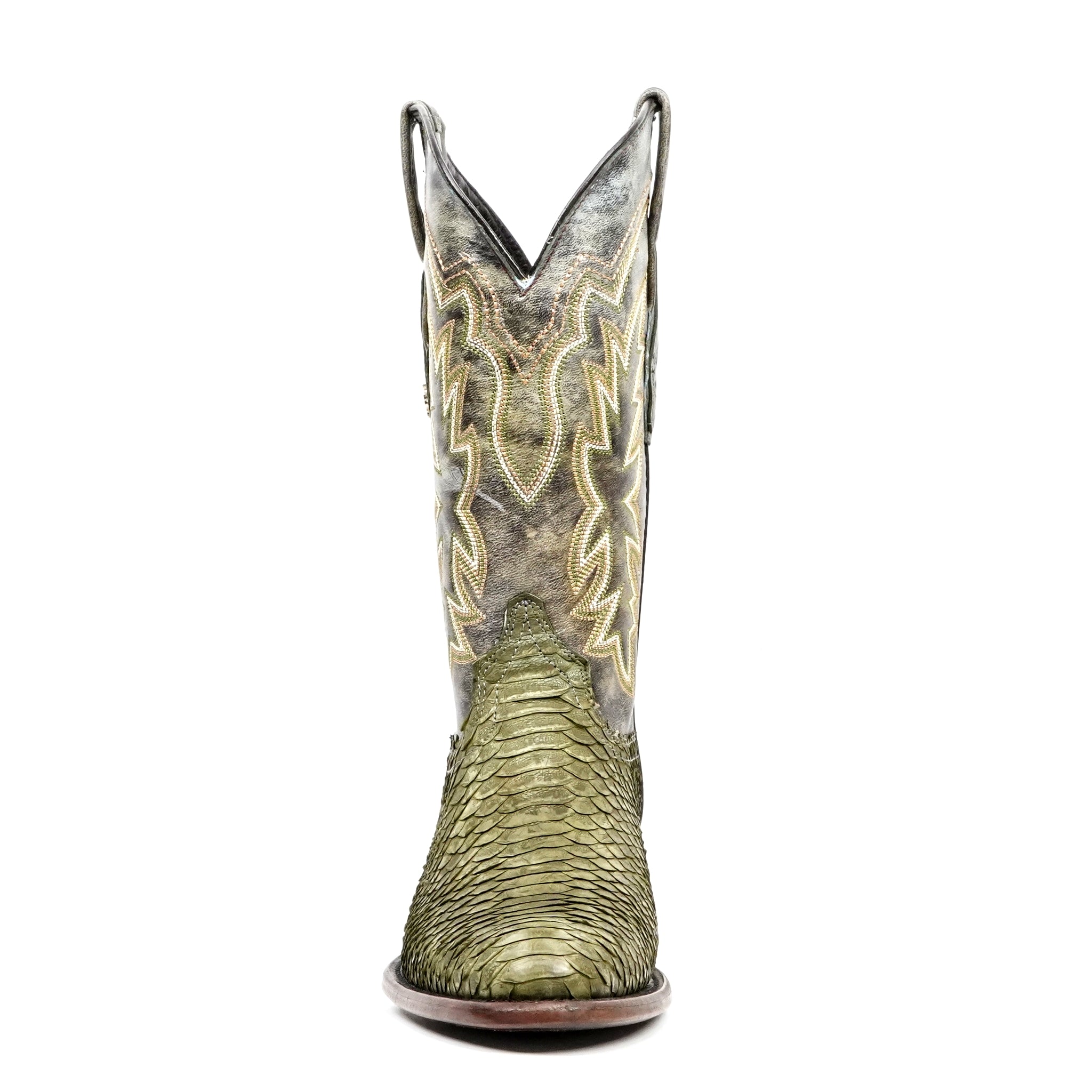 Tanner Python Boots - Jungle Green - Roper Toe (PN240)