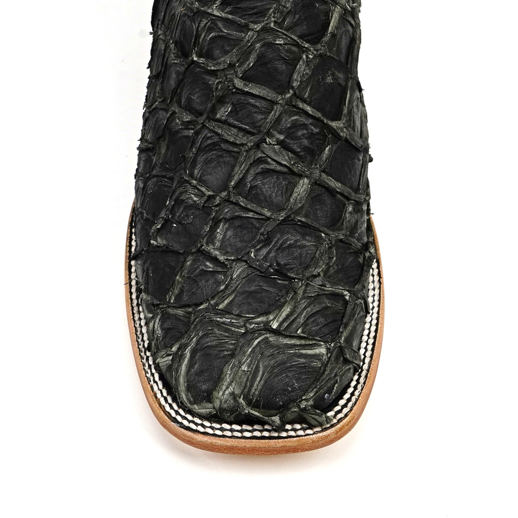 Connor Pirarucu Fish Boots - Gray Black - Square Toe (PZ60)