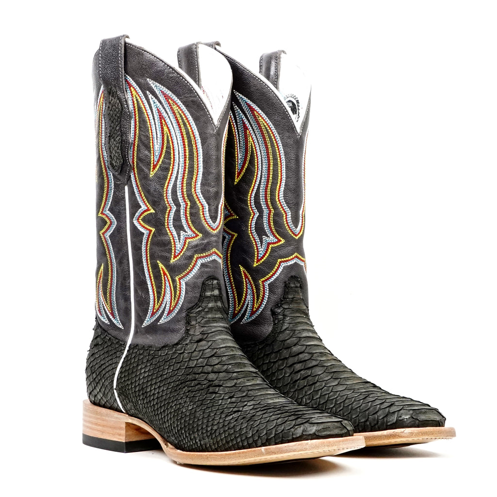 Braxton Python Boots - Oxford Gray - Square Toe