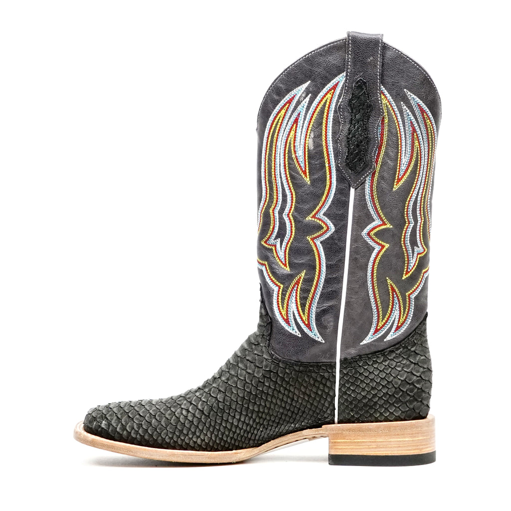 Braxton Python Boots - Oxford Gray - Square Toe