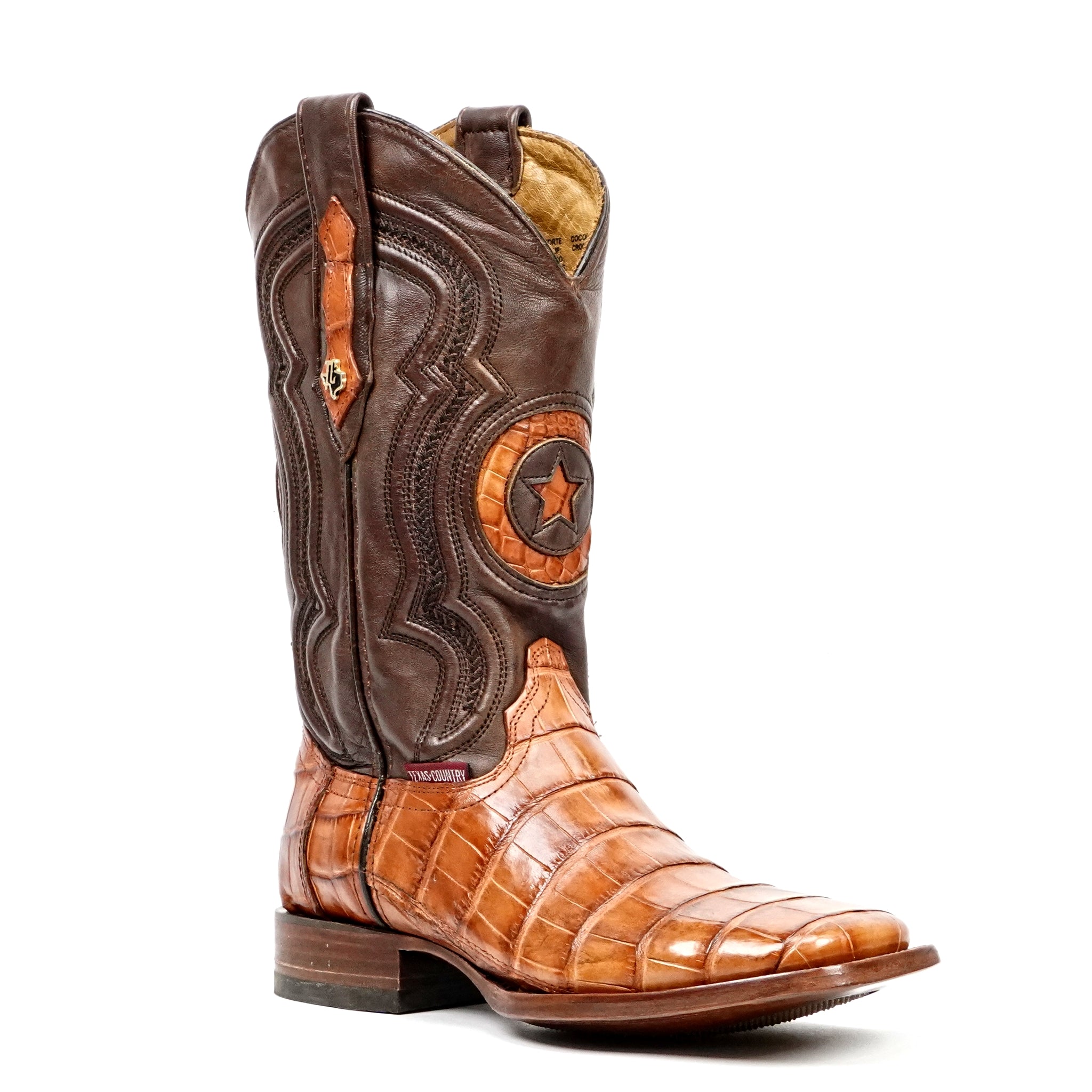 James Alligator Belly Boots - Brandy - Square Toe (LG10)