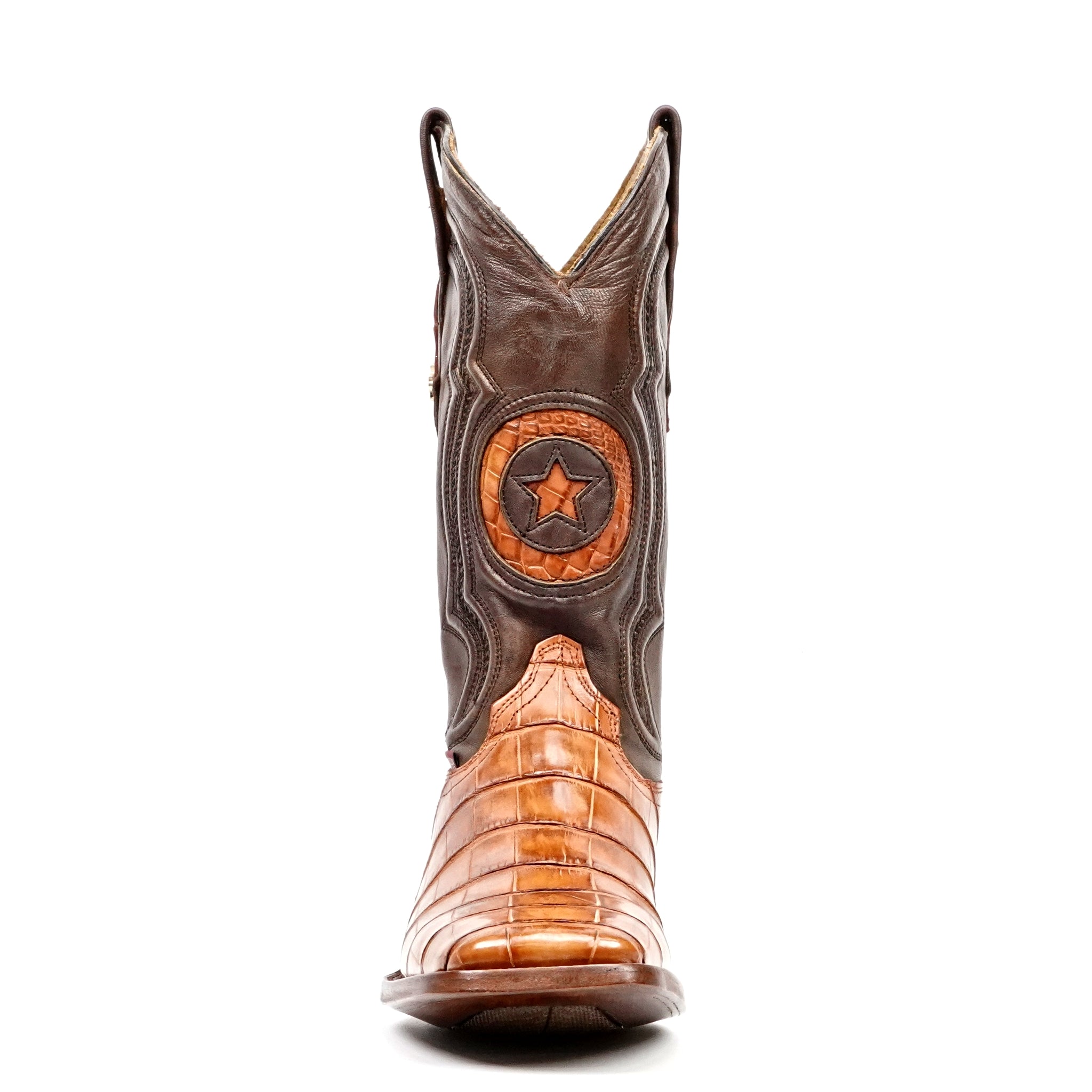 James Alligator Belly Boots - Brandy - Square Toe (LG10)