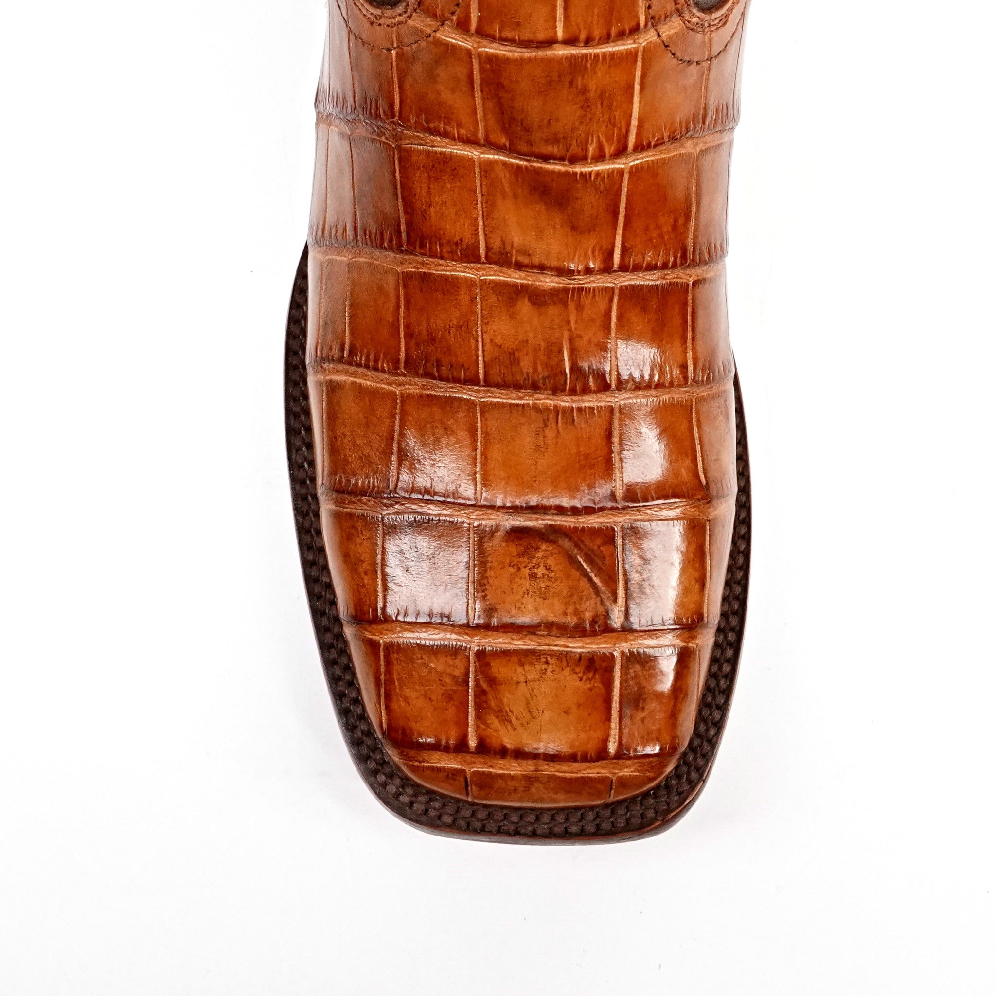 James Alligator Belly Boots - Brandy - Square Toe (LG10)