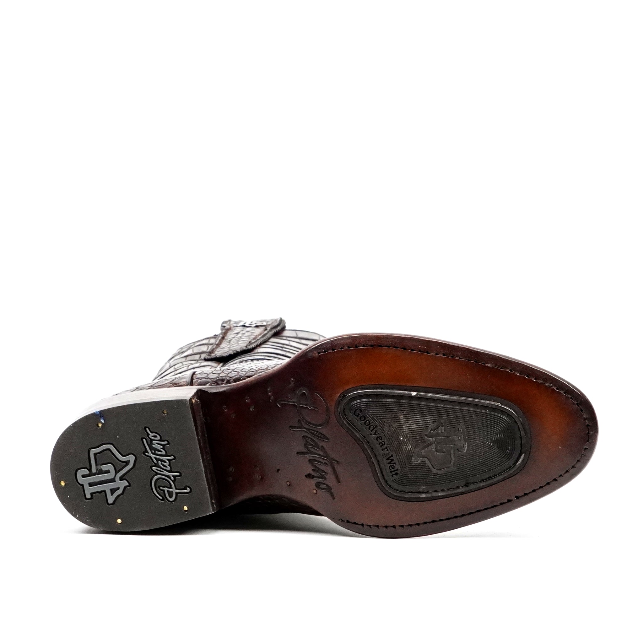 James Platinum Full Alligator Boots - Espresso Brown - Round Toe