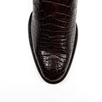 James Platinum Full Alligator Boots - Espresso Brown - Round Toe