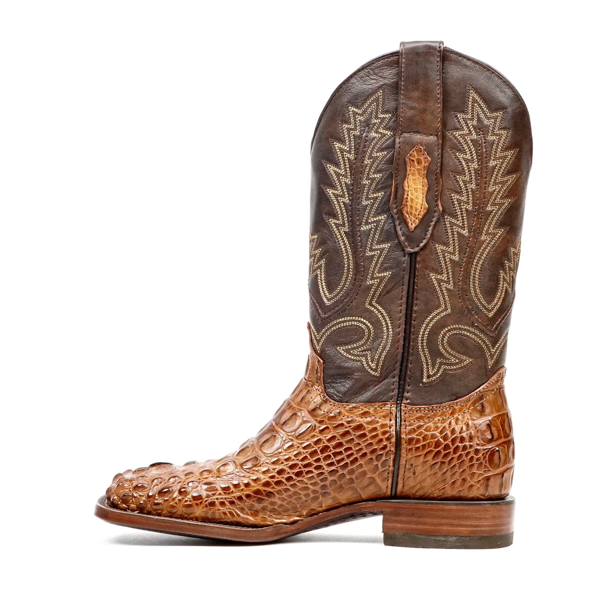 James Alligator Head Boots - Brandy - Square Toe (AP50)