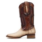 Tanner Platinum Python Boots - Cappuccino - Square Toe - Gomez Western Wear