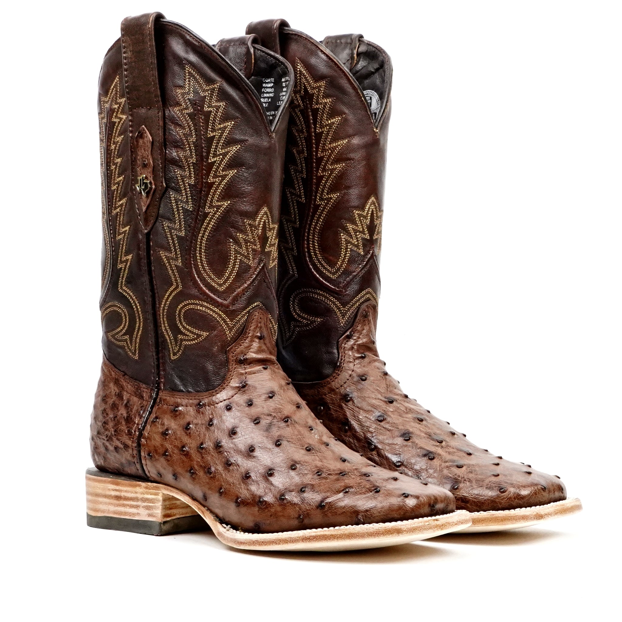 Austin Ostrich Boots - Tobacco - Square Toe (AV20)