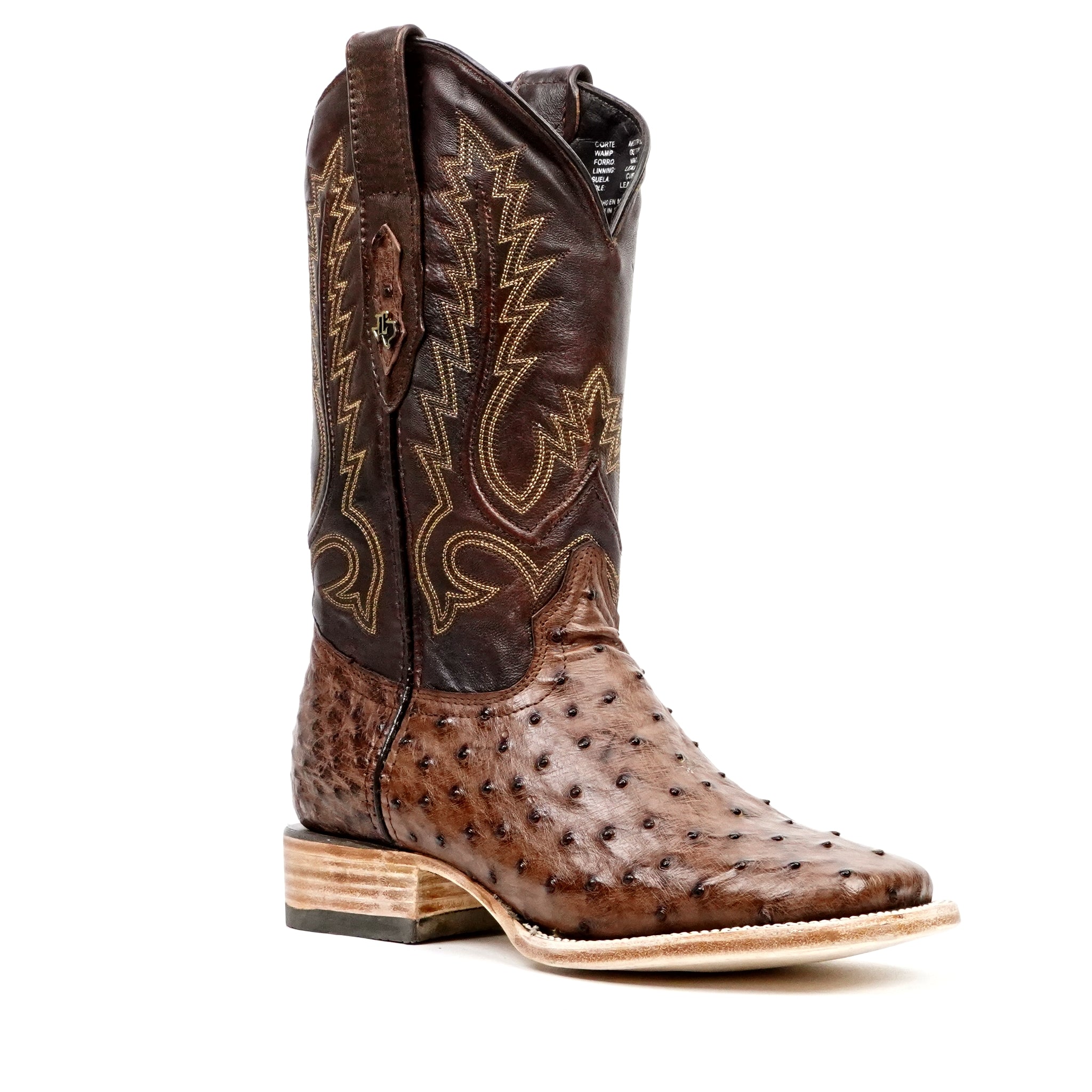 Austin Ostrich Boots - Tobacco - Square Toe (AV20)