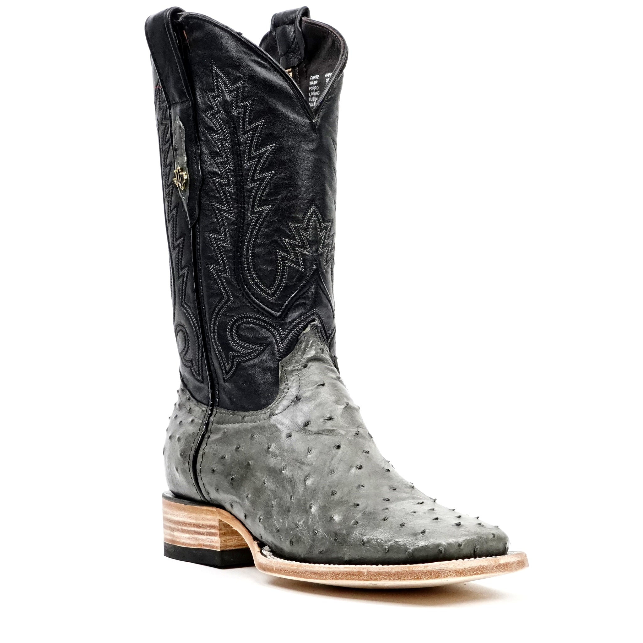 Austin Ostrich Boots - Gray - Square Toe (AV20)