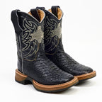 Maurich - Kids Python Boots - Black - Square Toe