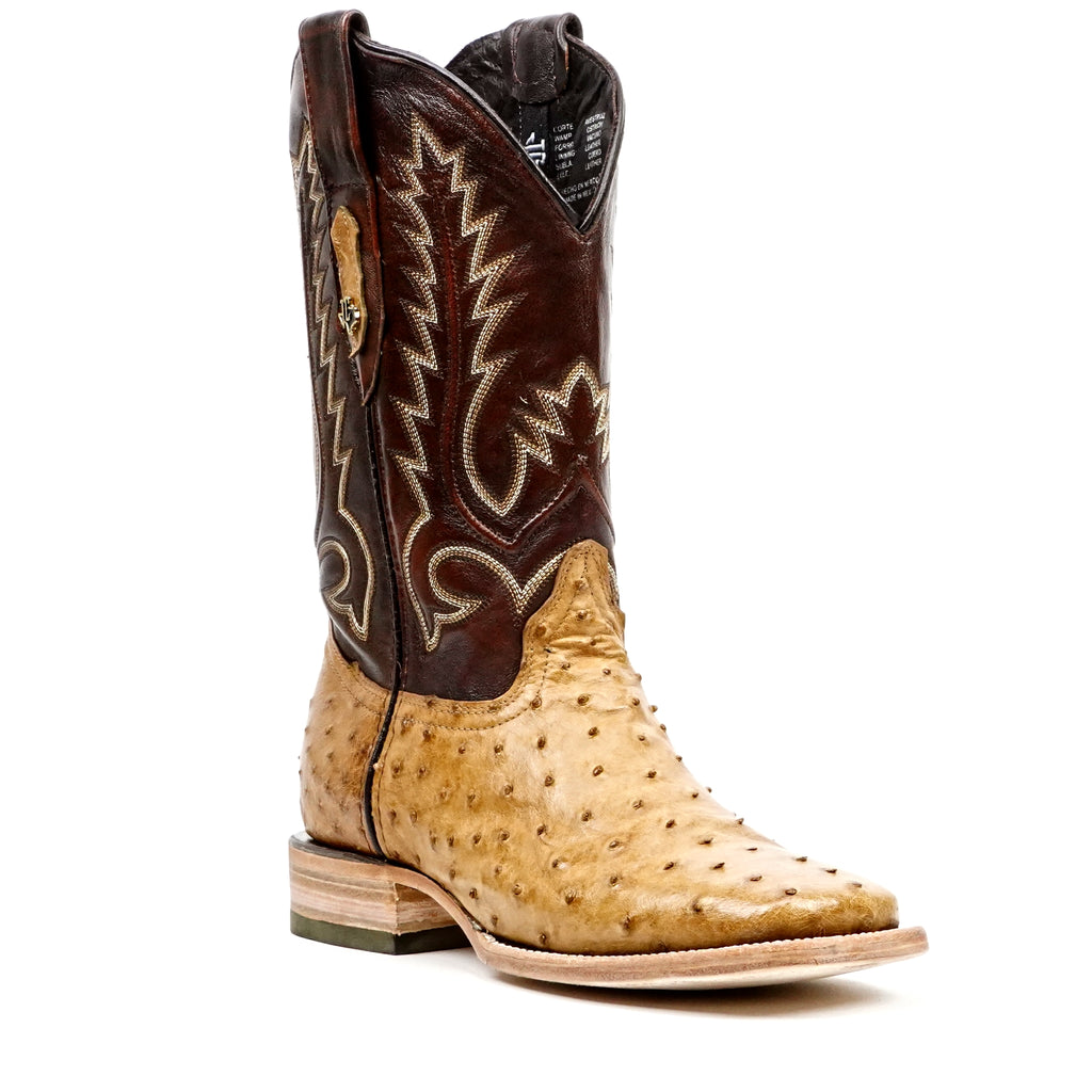 Botas de avestruz Austin - Color cervatillo - Punta cuadrada (AV20)
