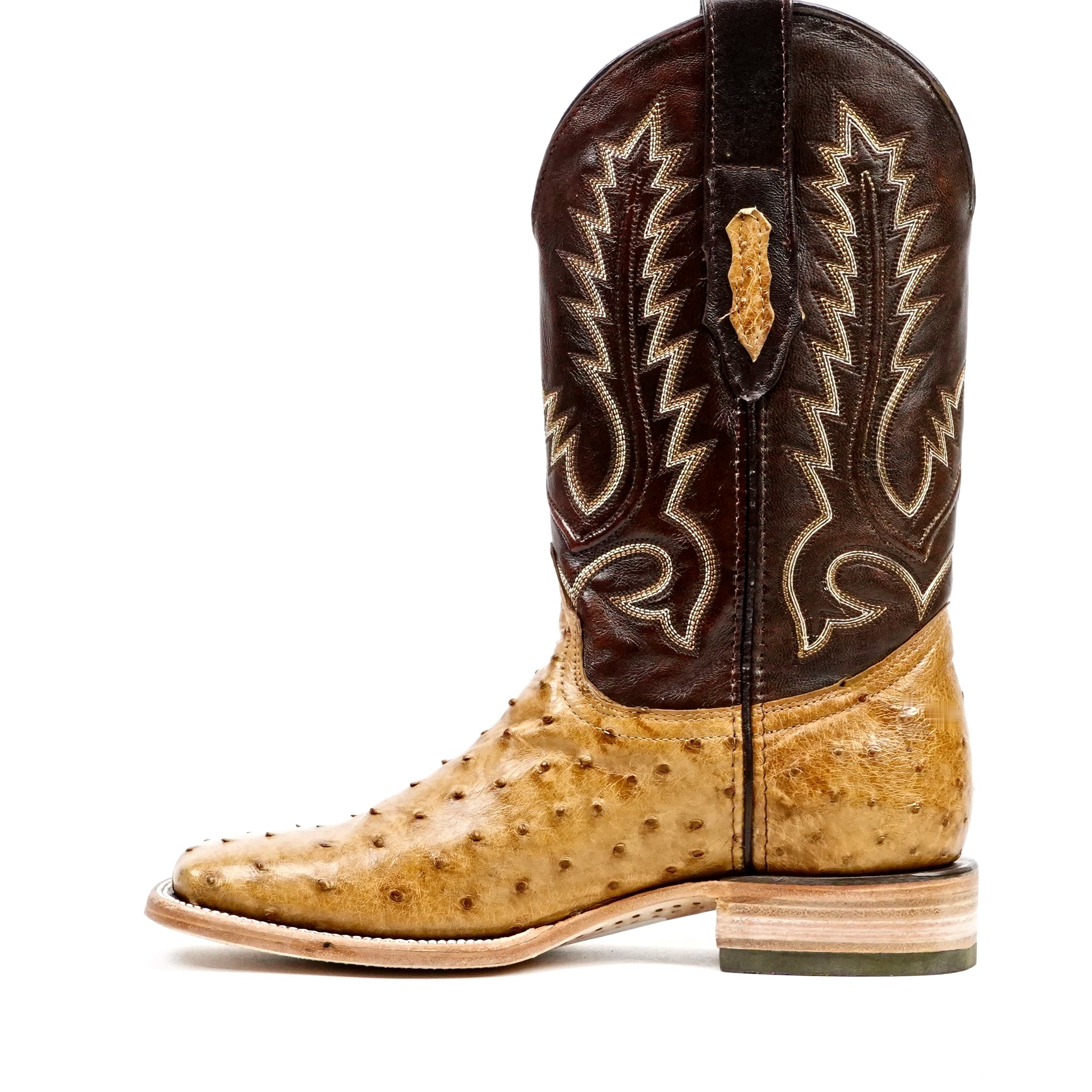 Austin Ostrich Boots - Fawn - Square Toe (AV20)
