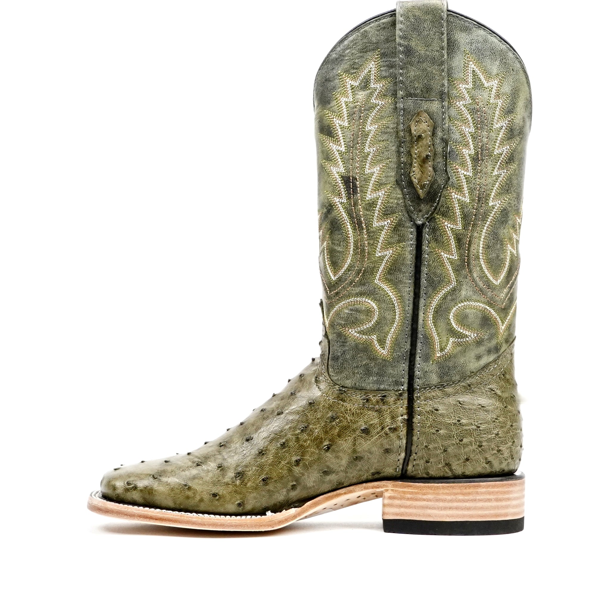 Austin Ostrich Boots - Agave - Square Toe (AV20) - Gomez Western Wear
