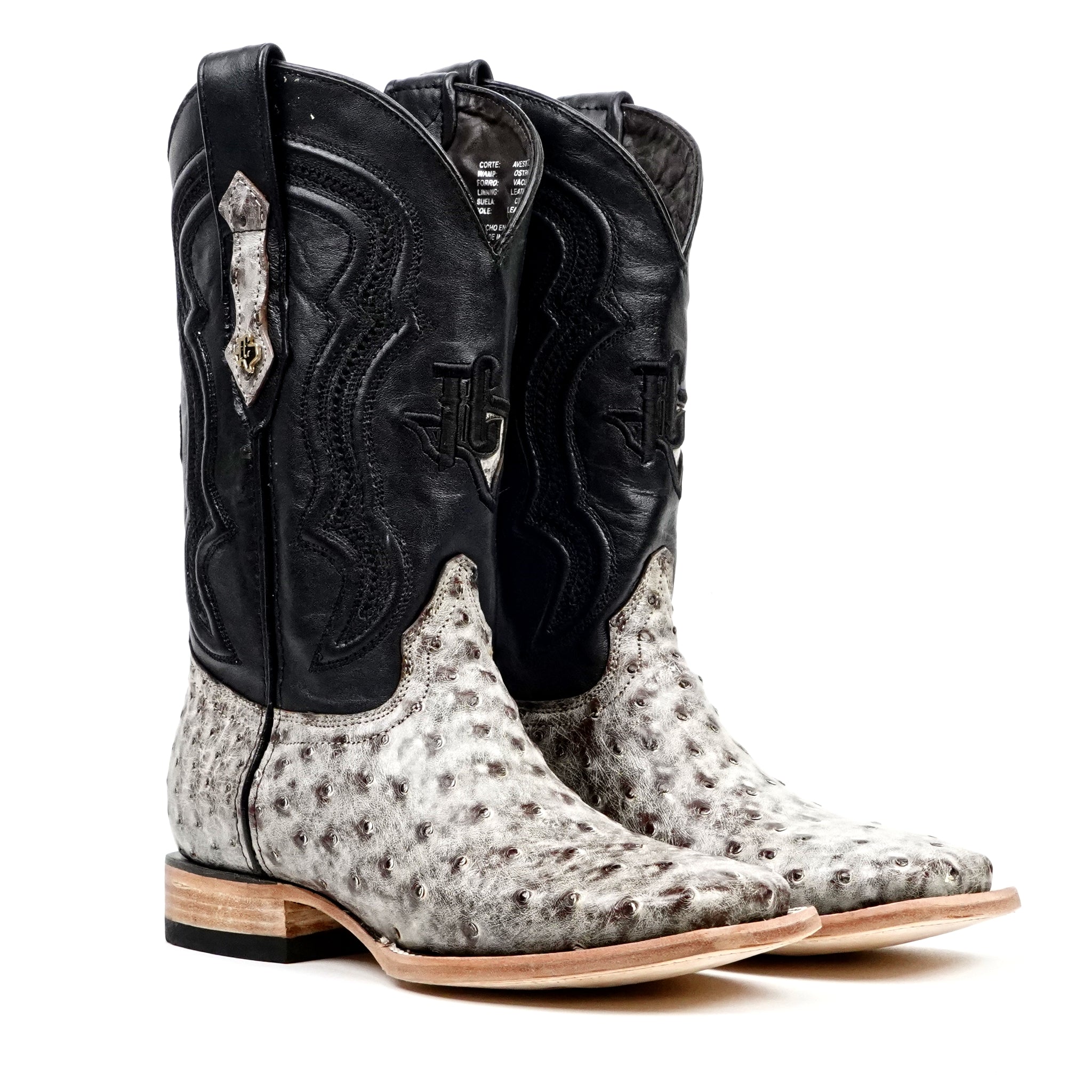 Austin Ostrich Boots - Nicotine - Square Toe (AV20)