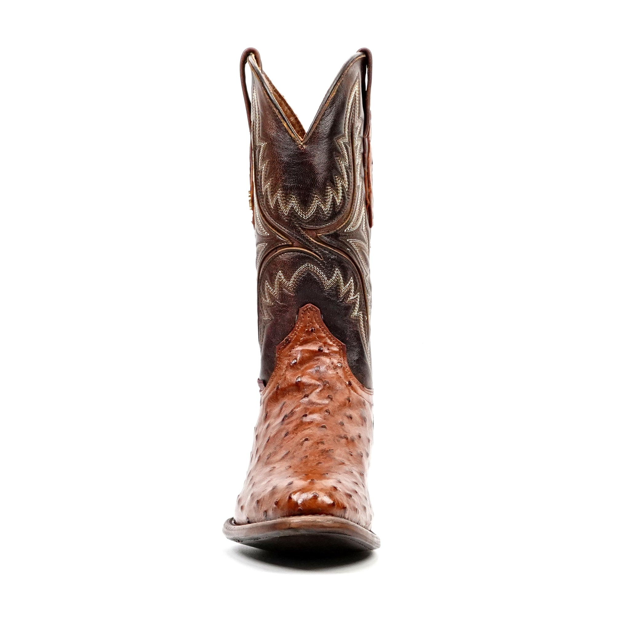 Austin Ostrich Boots - Brandy - Round Toe (AV230)