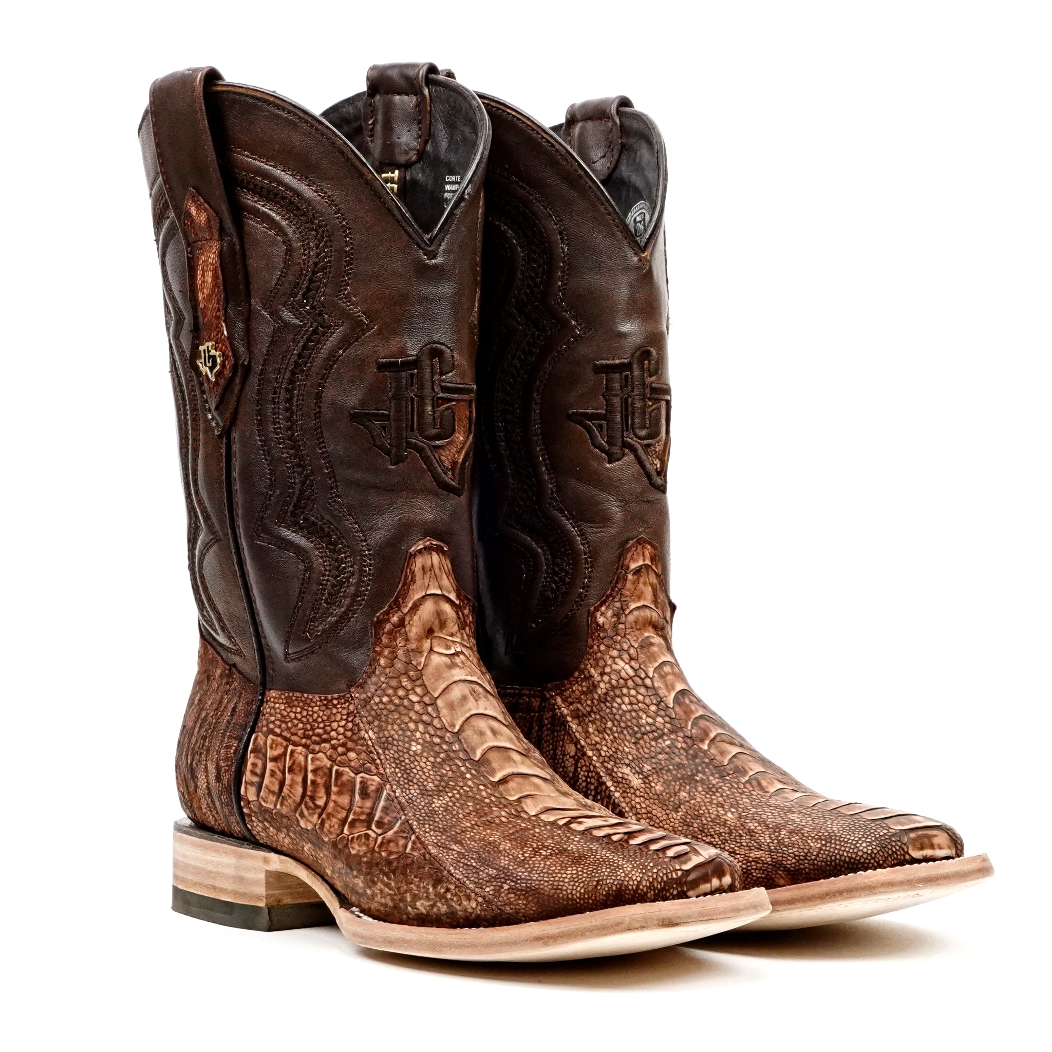 Austin Ostrich Leg Boots - Shedron - Square Toe (PA501) - Gomez Western Wear